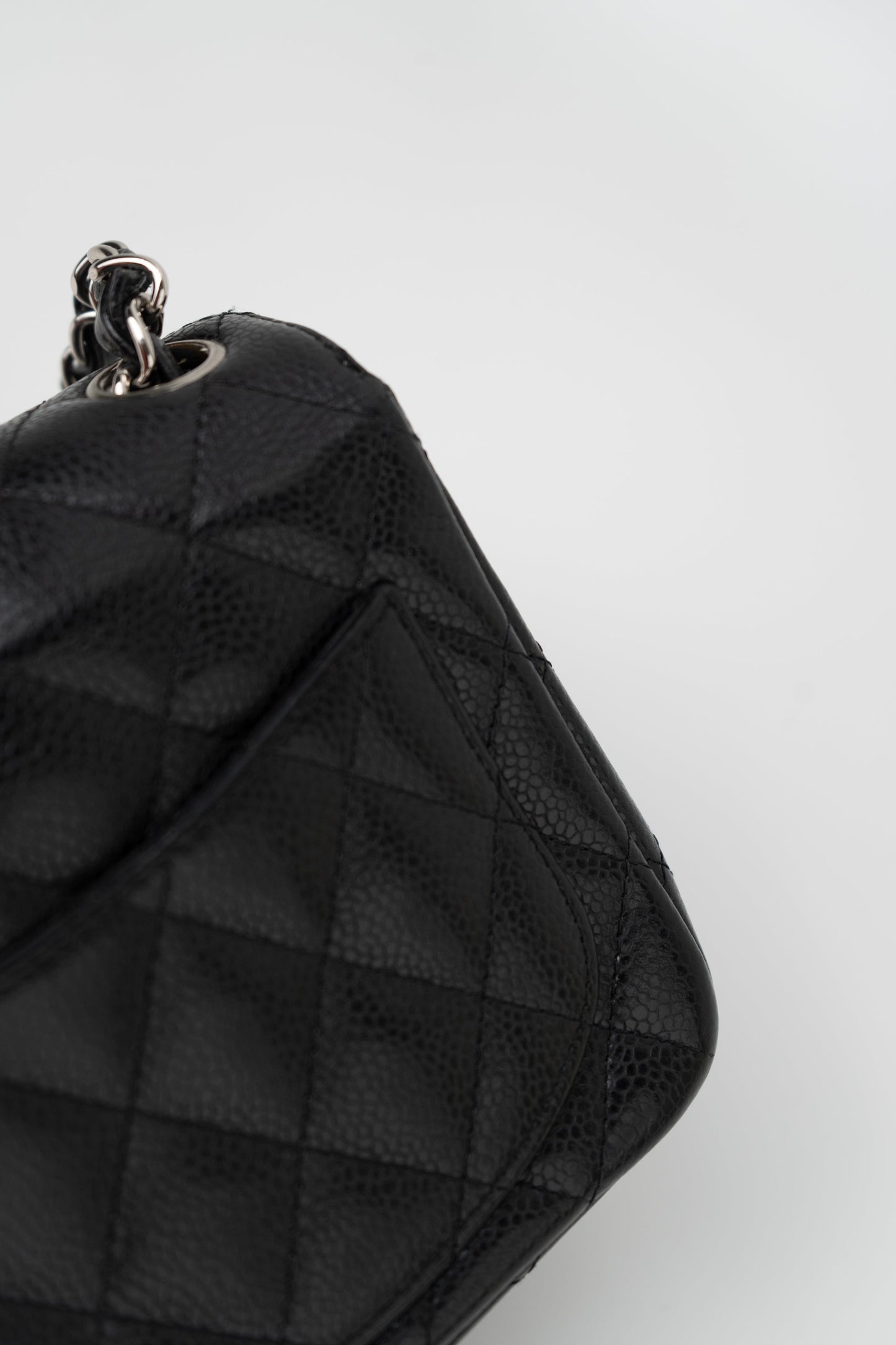 Black Mini Square Caviar Quilted Single Flap SHW