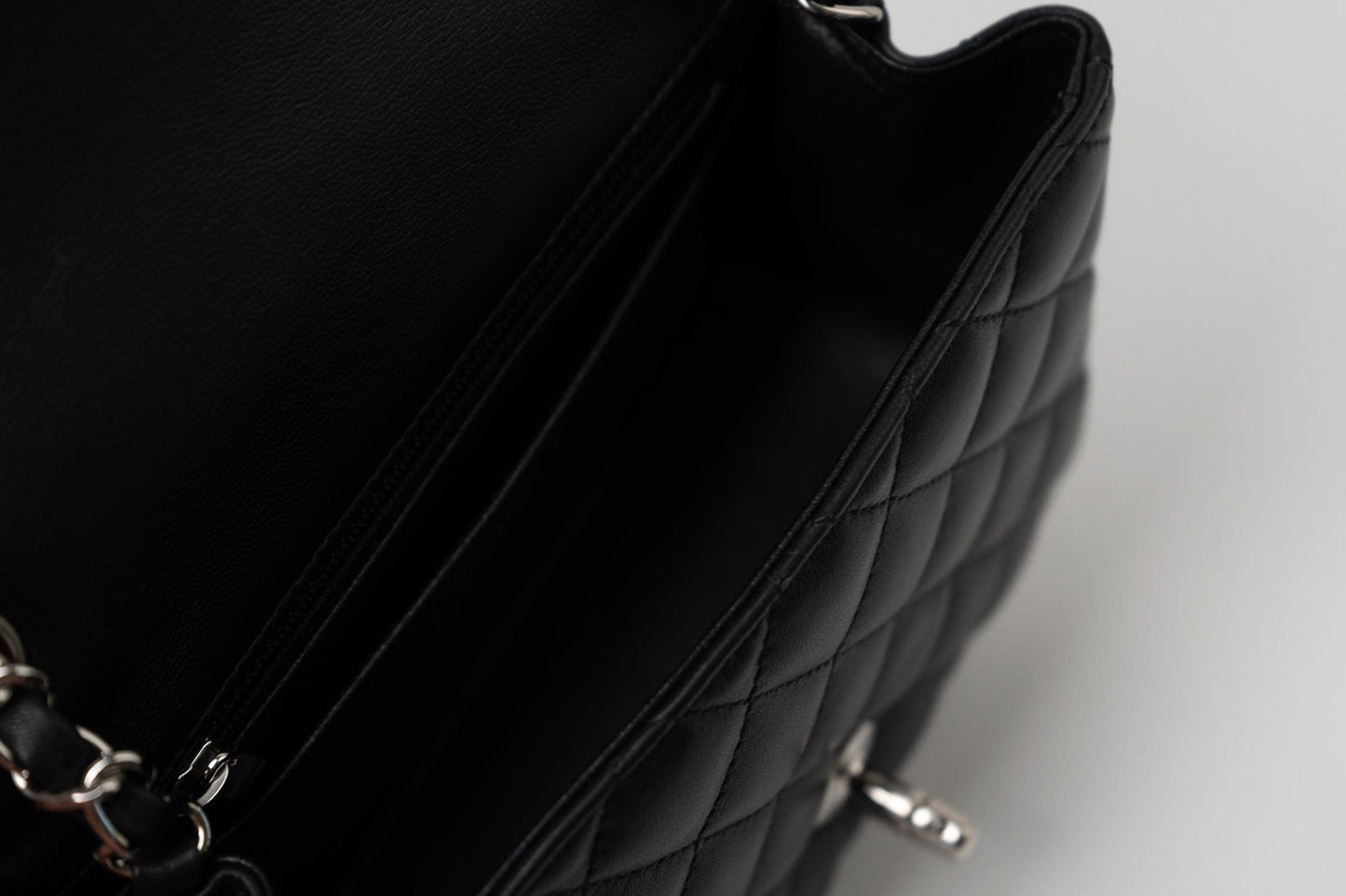 Black Mini Square Lambskin Quilted Flap Silver Hardware