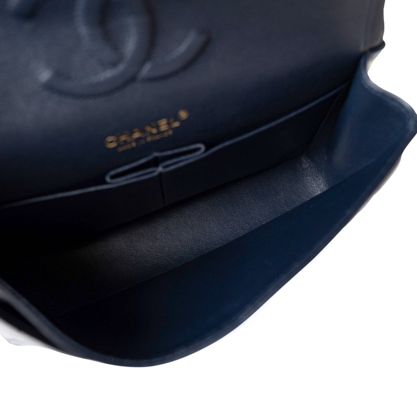 Navy Caviar Quilted Classic Flap Medium Light Gold Hardware