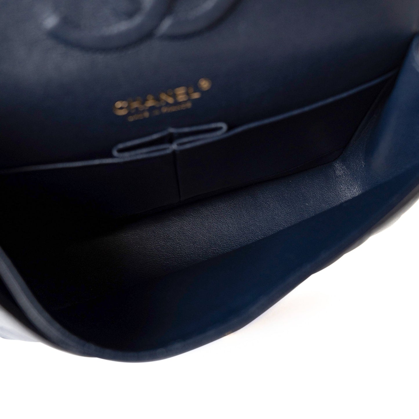 Navy Caviar Quilted Classic Flap Medium Light Gold Hardware