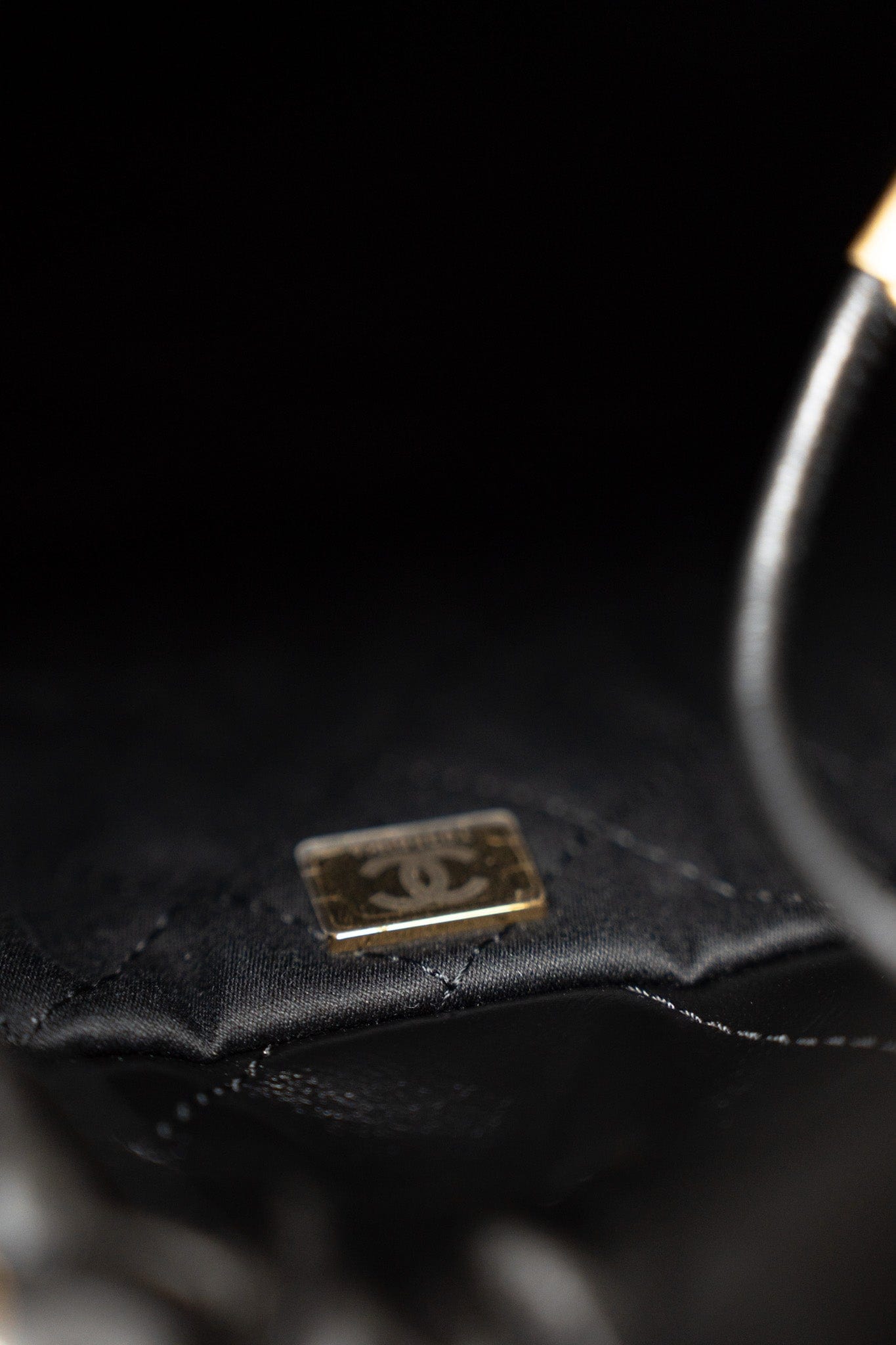 Shiny Black Calfskin Quilted Mini 22 Bag Antique Gold Hardware