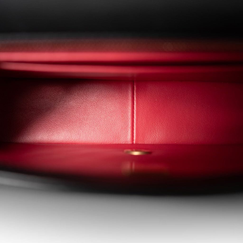 Sweet Camelia Single Flap Black Lambskin Quilted Aged Gold Hardware