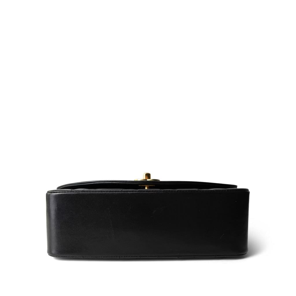 Vintage Black Lambskin Quilted Diana Small Gold Hardware