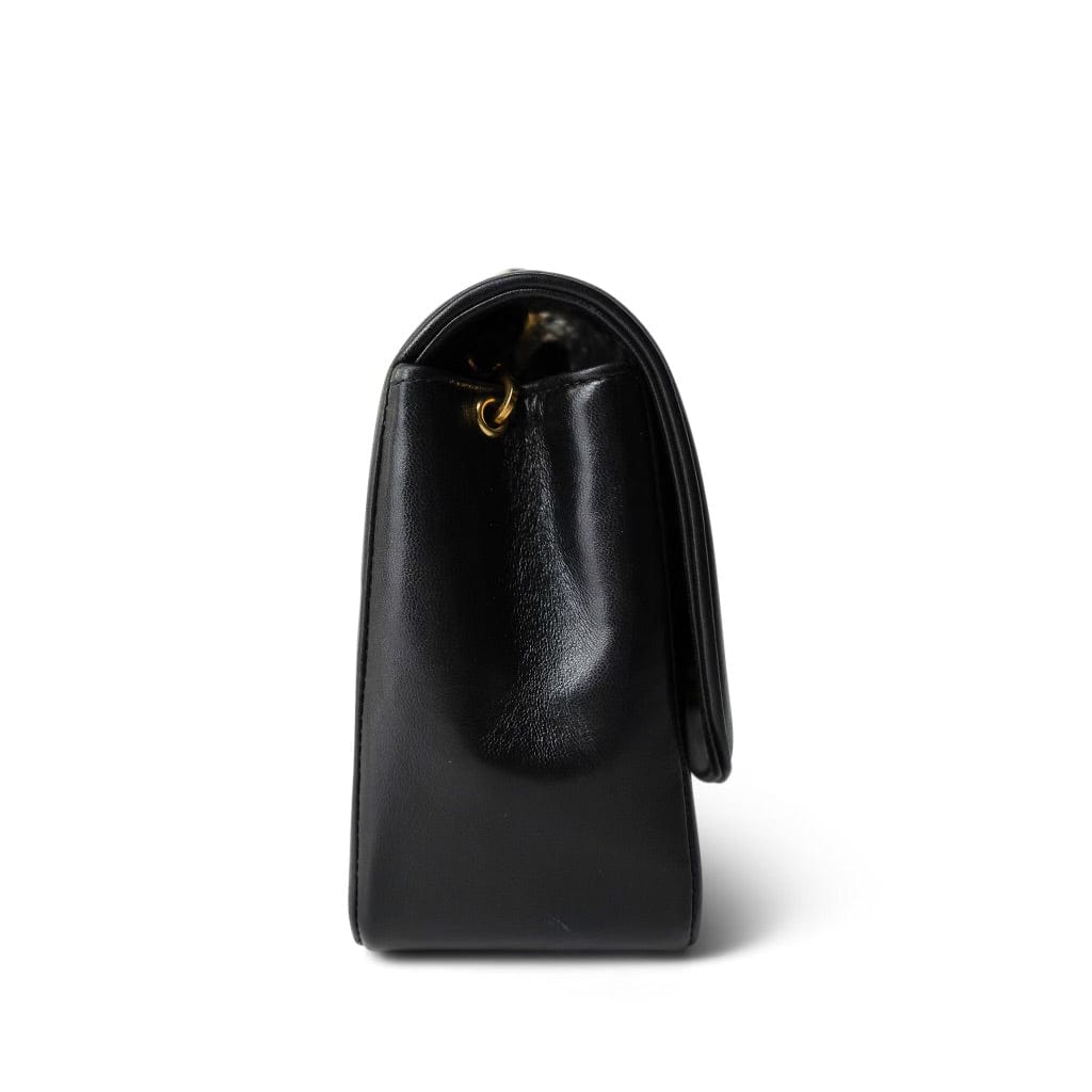 Vintage Black Lambskin Quilted Diana Small Gold Hardware