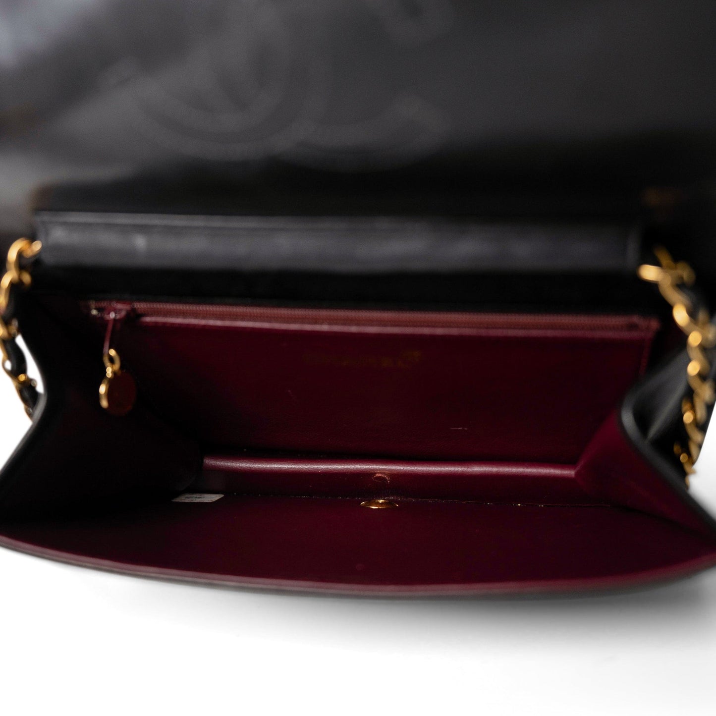 Vintage Black Lambskin Quilted Full Flap Bag Gold Hardware