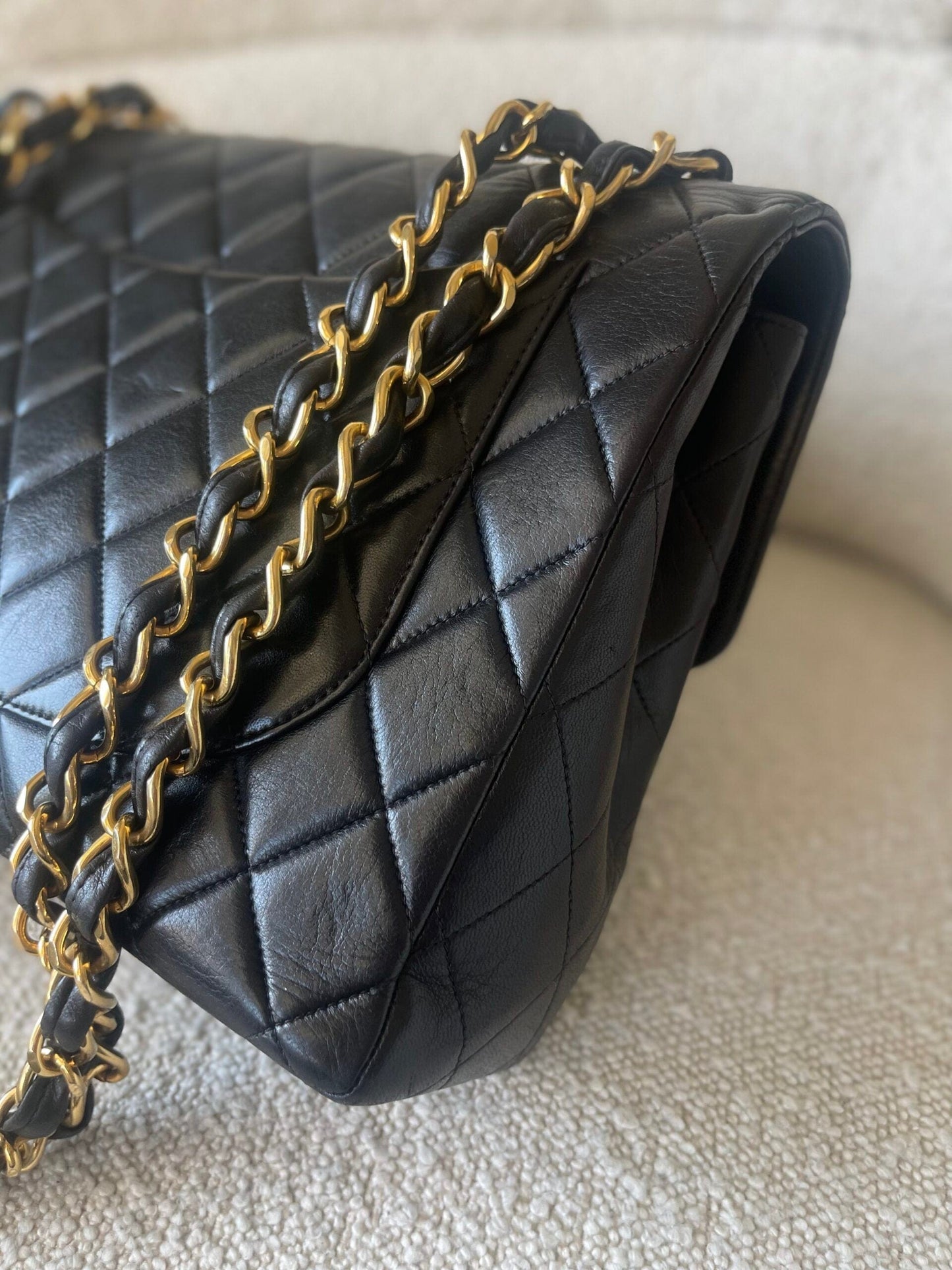 Vintage Black Lambskin Quilted Jumbo GHW