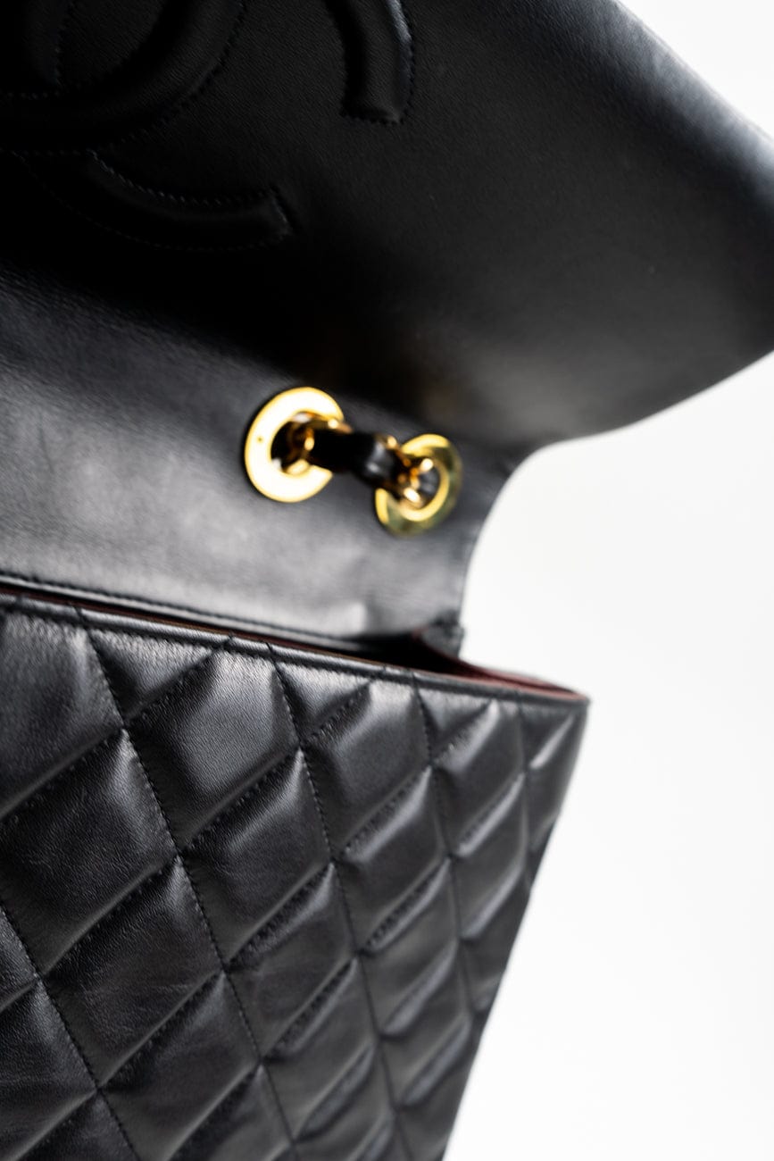 Vintage Black Lambskin Quilted Jumbo XL Single Flap GHW