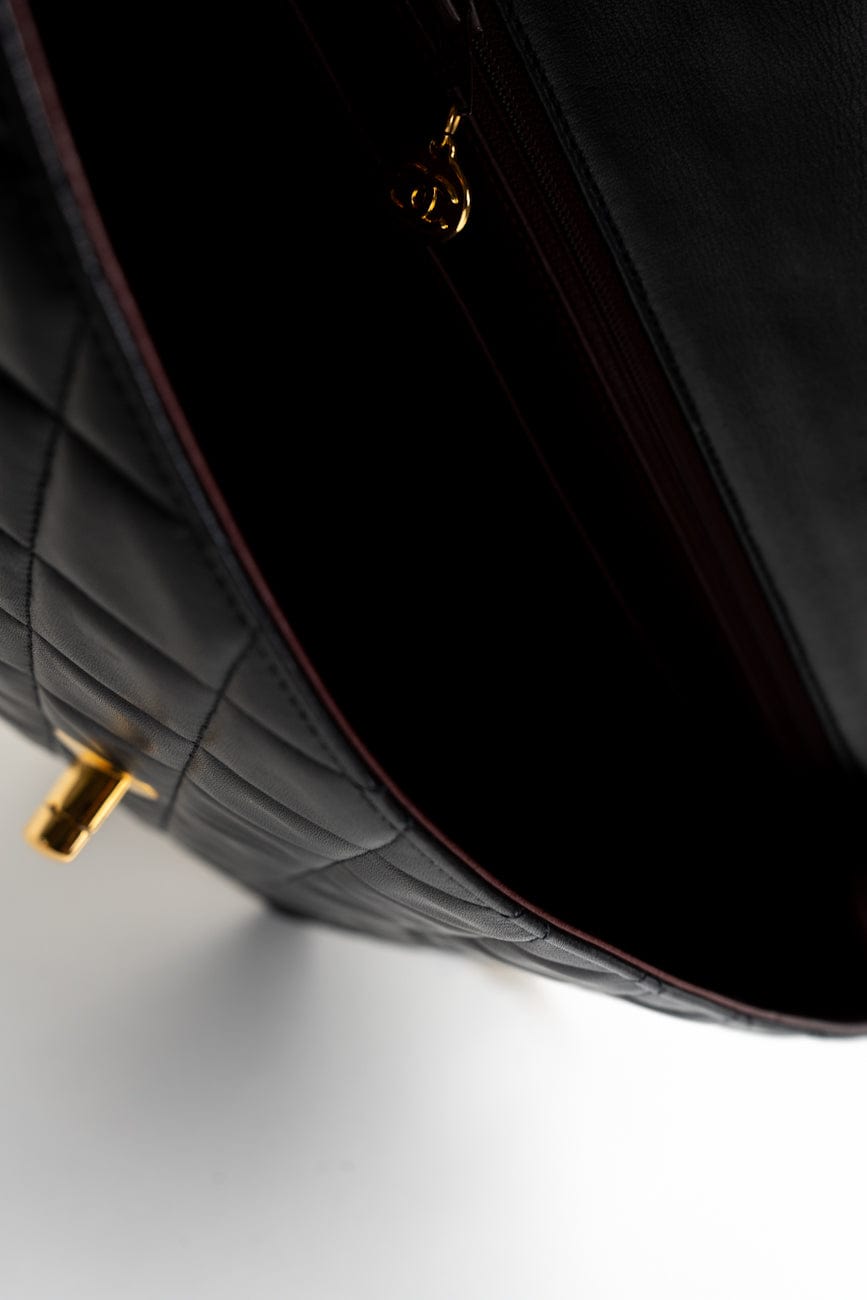 Vintage Black Lambskin Quilted Jumbo XL Single Flap GHW