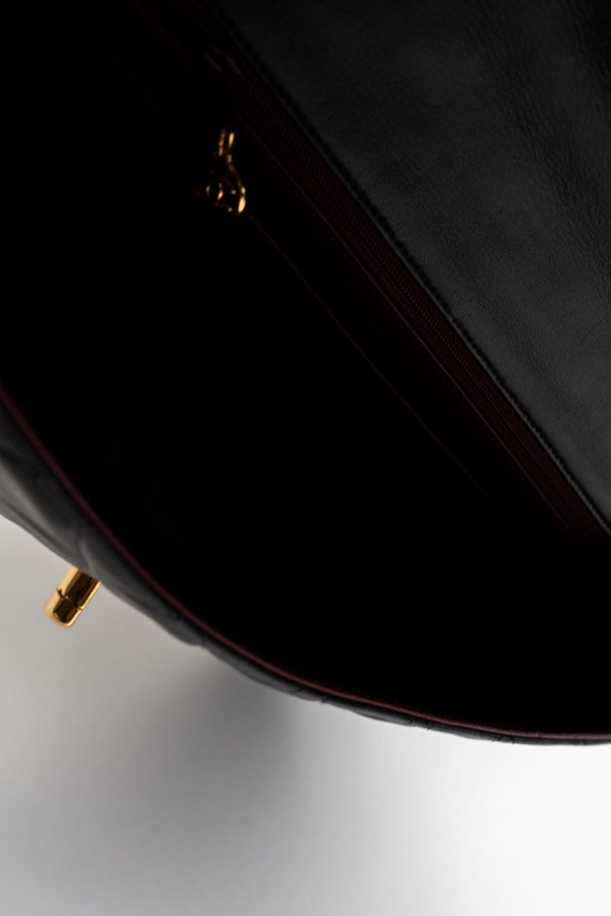 Vintage Black Lambskin Quilted Jumbo XL Single Flap GHW