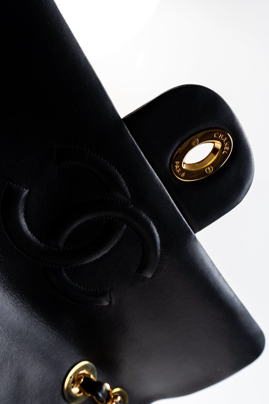 Vintage Black Lambskin Quilted Jumbo XL Single Flap GHW