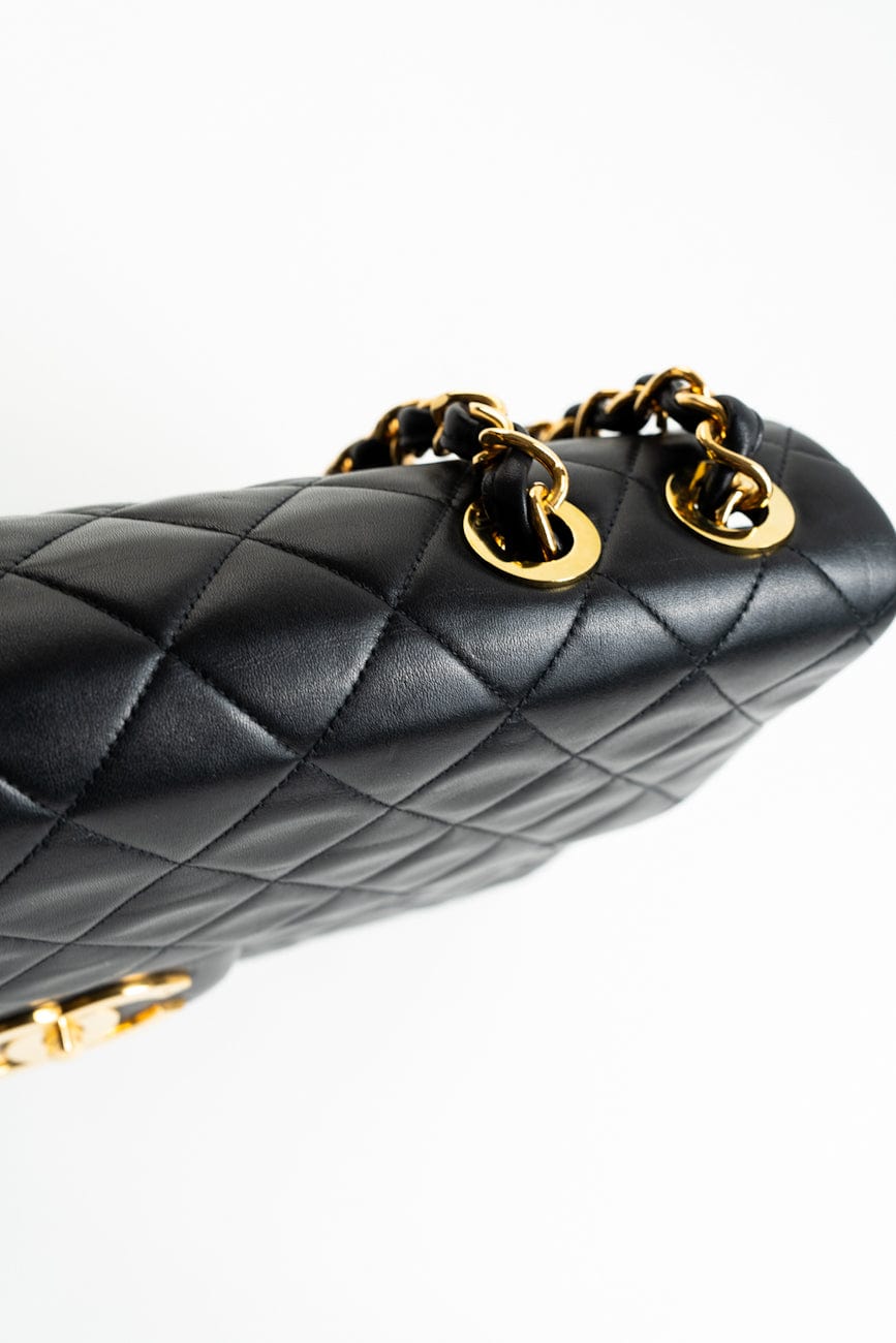 Vintage Black Lambskin Quilted Jumbo XL Single Flap GHW