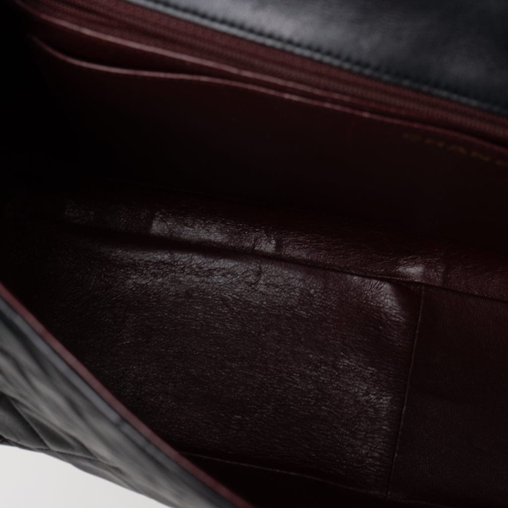 Vintage Black Lambskin Quilted Jumbo XL Single Flap