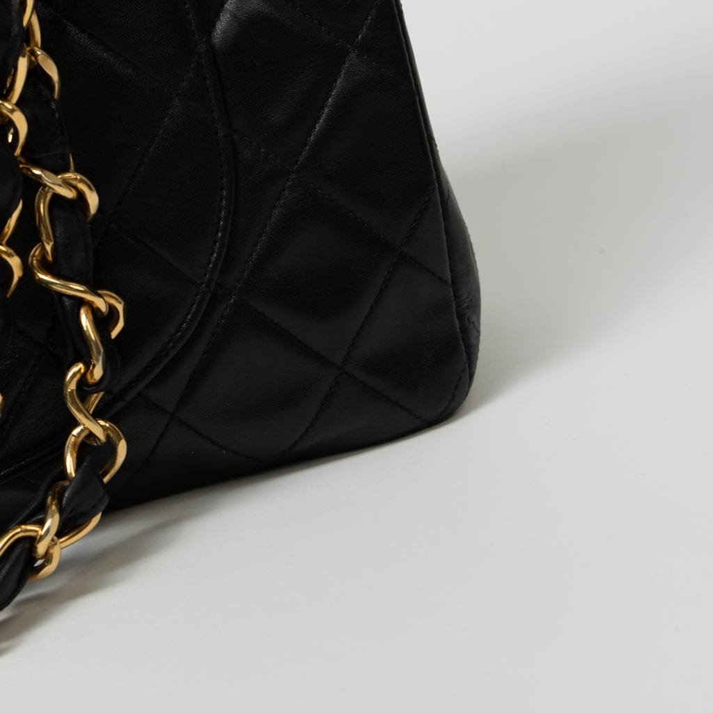 Vintage Black Lambskin Quilted Jumbo XL Single Flap