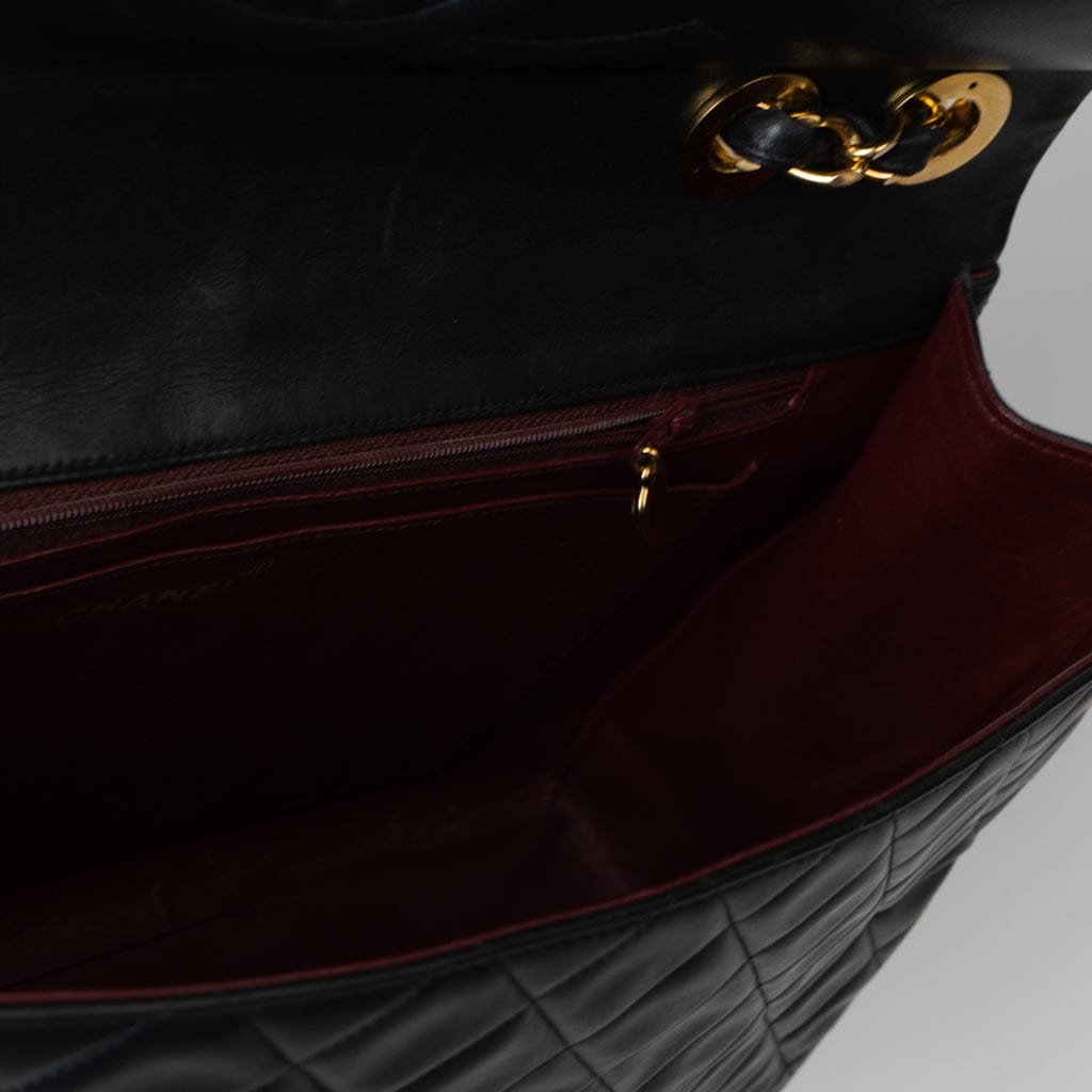 Vintage Black Lambskin Quilted Jumbo XL Single Flap