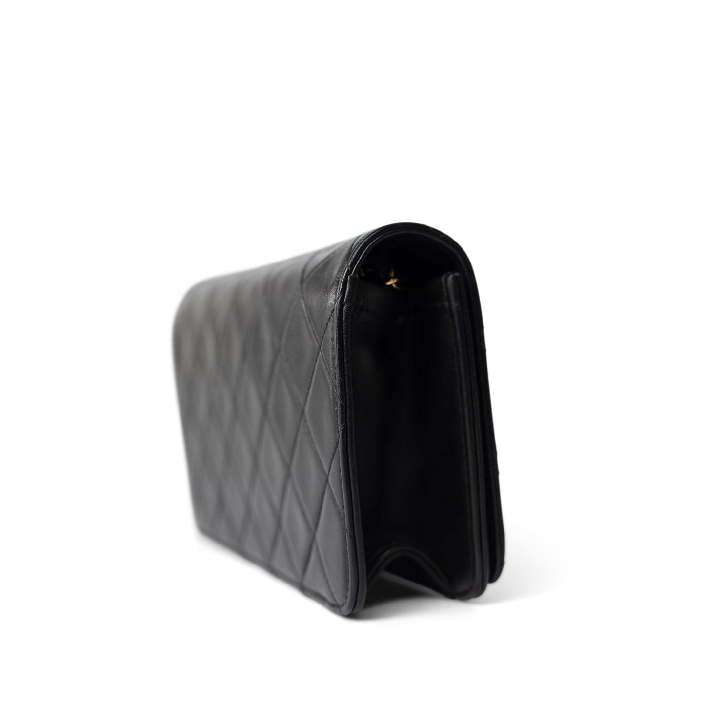 Vintage Black Lambskin Quilted Mini Full Flap Gold Hardware