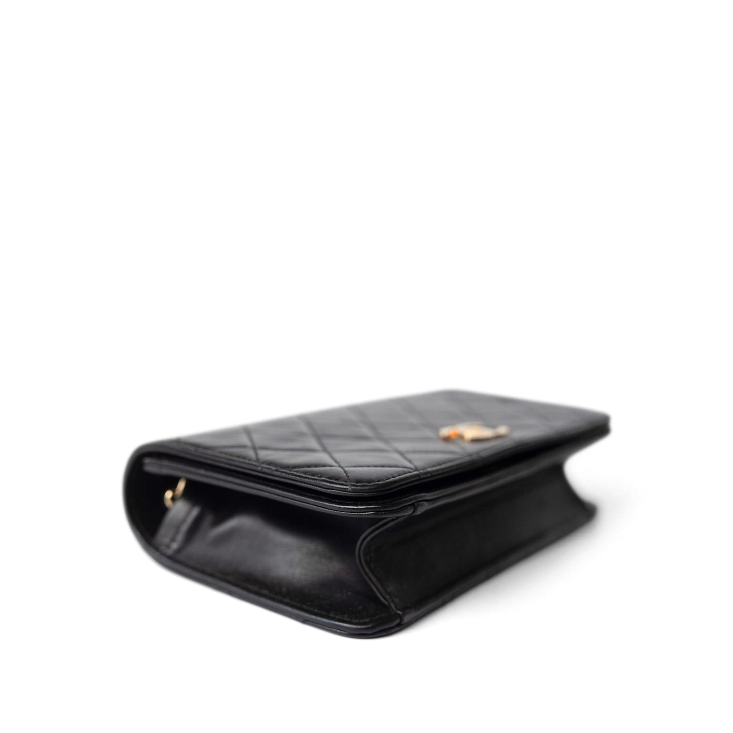 Vintage Black Lambskin Quilted Mini Full Flap Gold Hardware