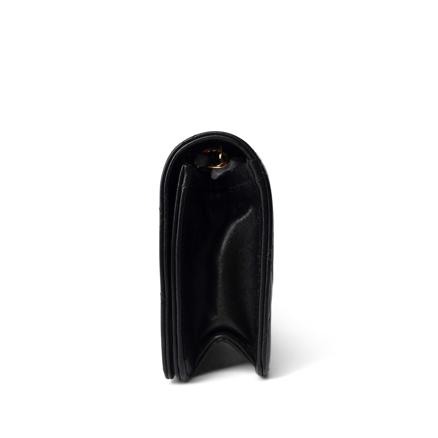 Vintage Black Lambskin Quilted Mini Full Flap Gold Hardware