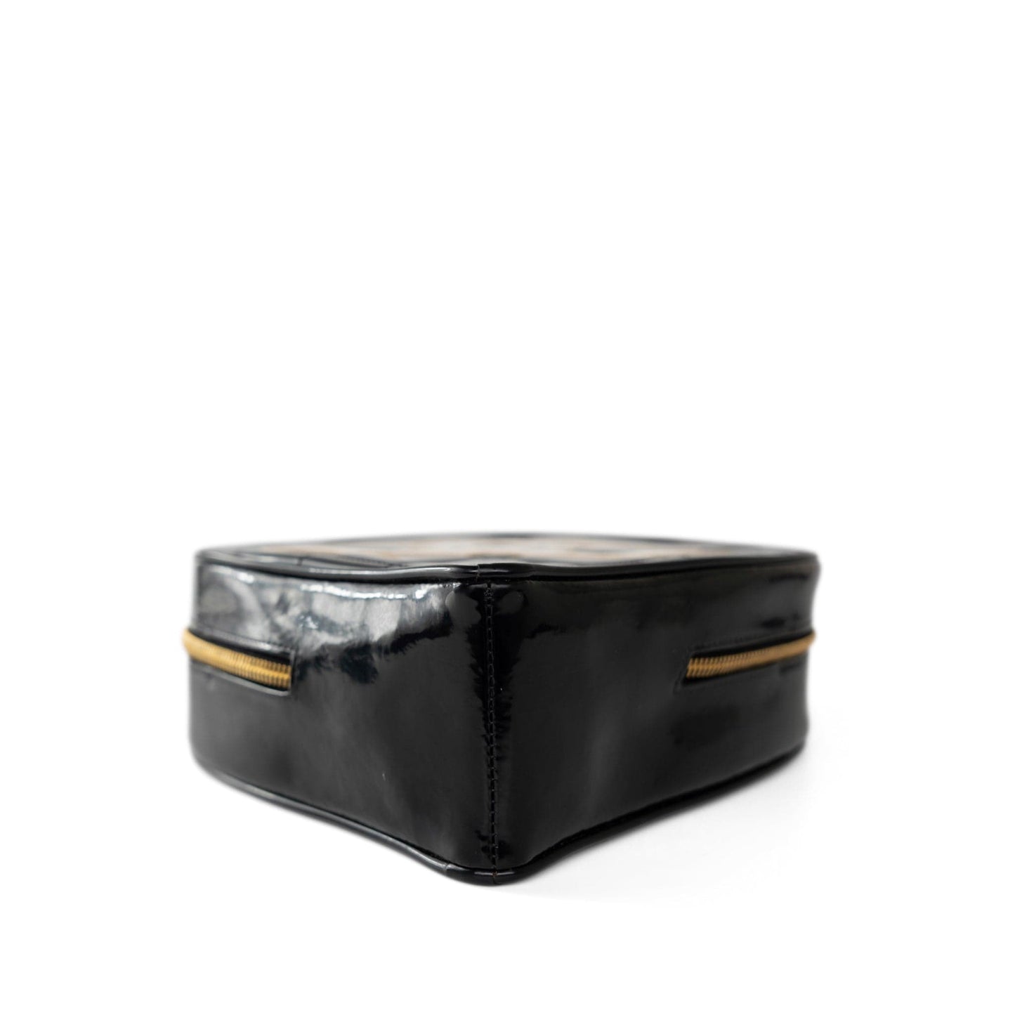 Vintage Black Patent Quilted CC Heart Bag