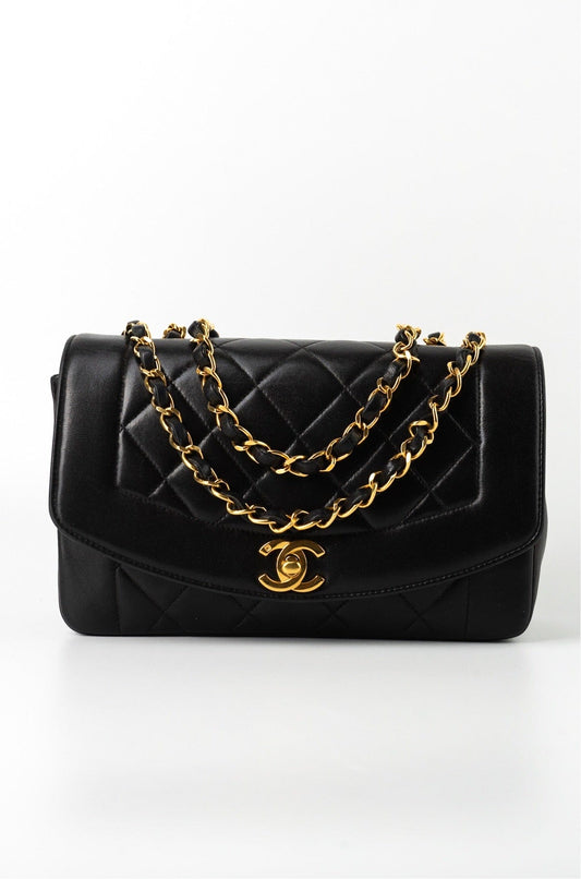 Vintage Diana Flap Small Lambskin Quilted Single Flap GHW