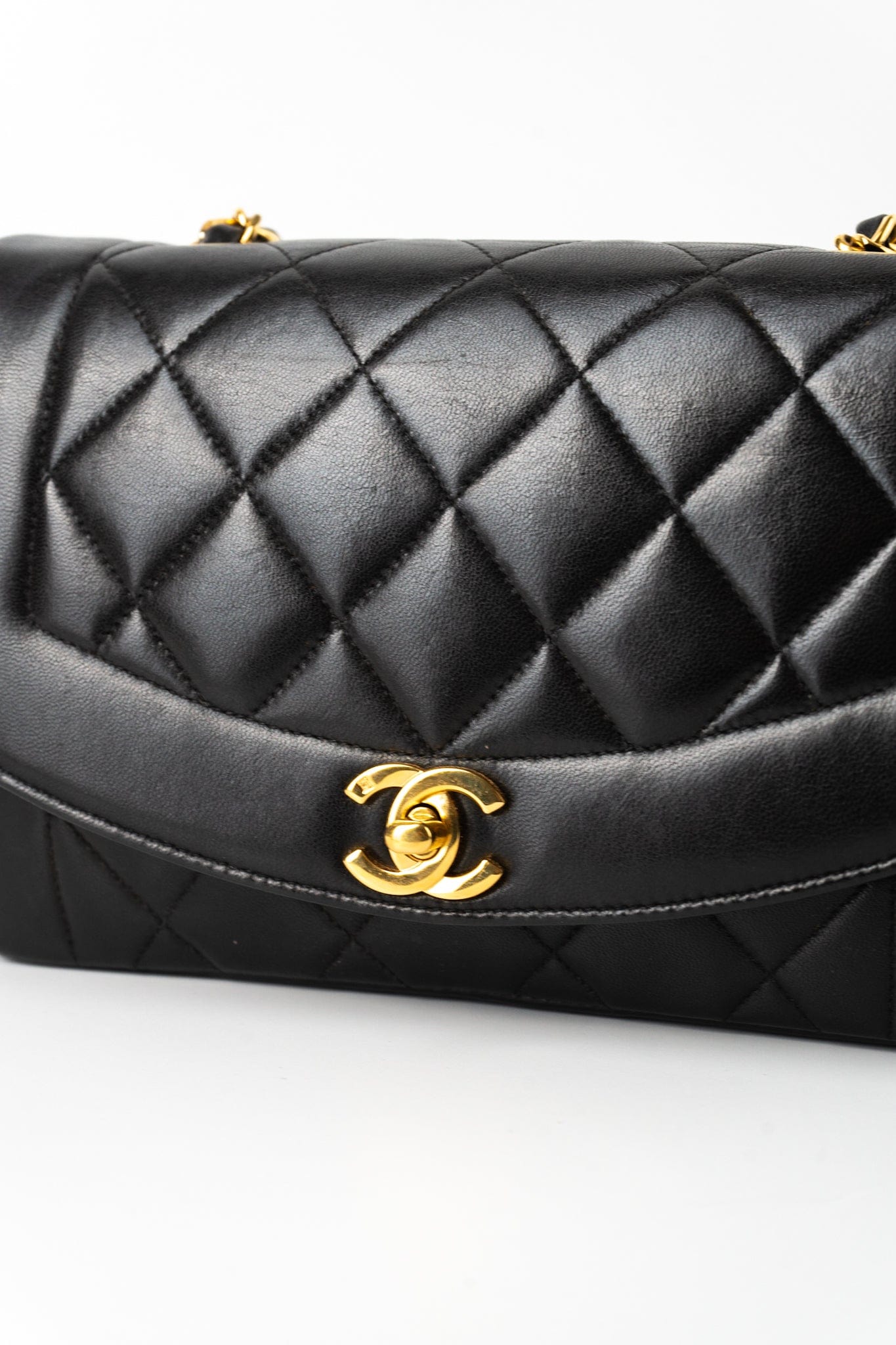 Vintage Diana Flap Small Lambskin Quilted Single Flap GHW