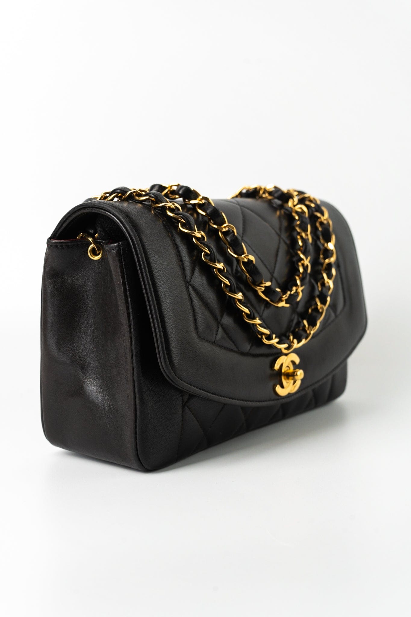 Vintage Diana Flap Small Lambskin Quilted Single Flap GHW