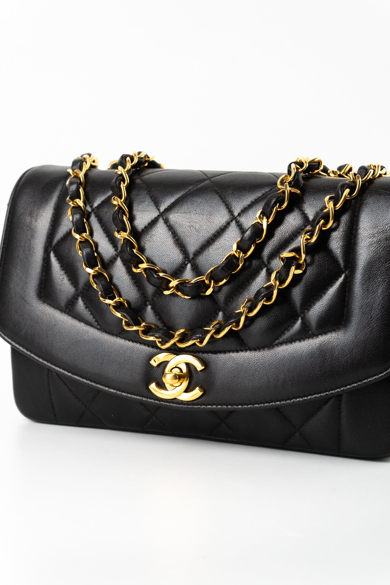 Vintage Diana Flap Small Lambskin Quilted Single Flap GHW