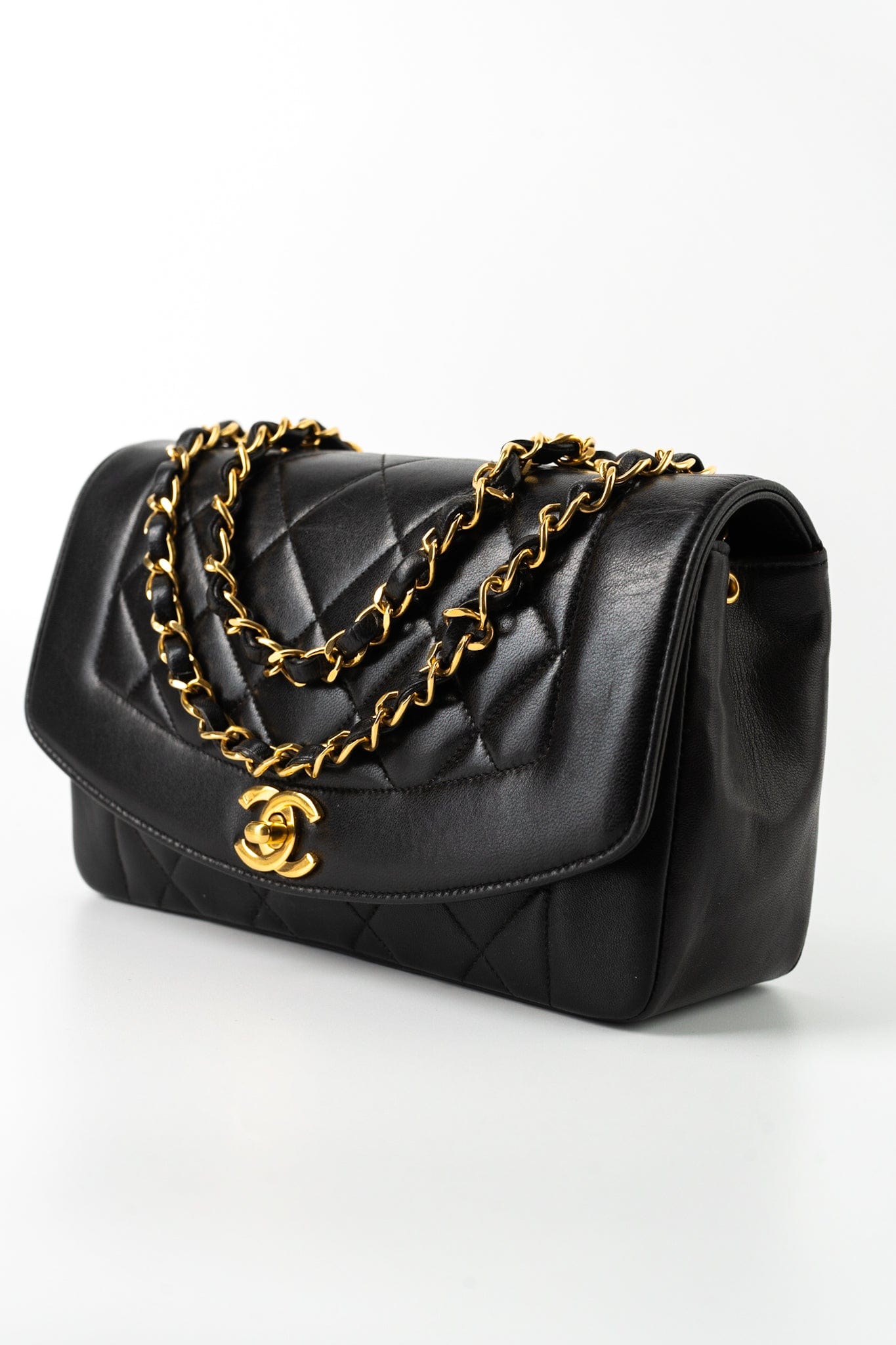 Vintage Diana Flap Small Lambskin Quilted Single Flap GHW