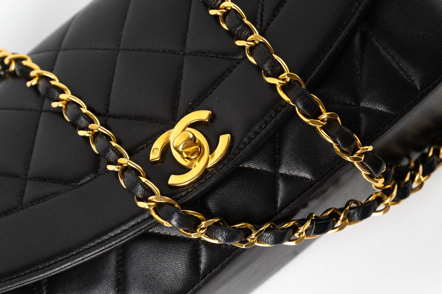 Vintage Diana Flap Small Lambskin Quilted Single Flap GHW