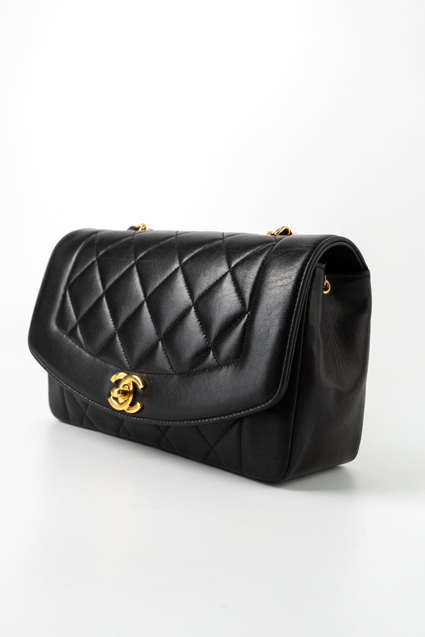 Vintage Diana Flap Small Lambskin Quilted Single Flap GHW