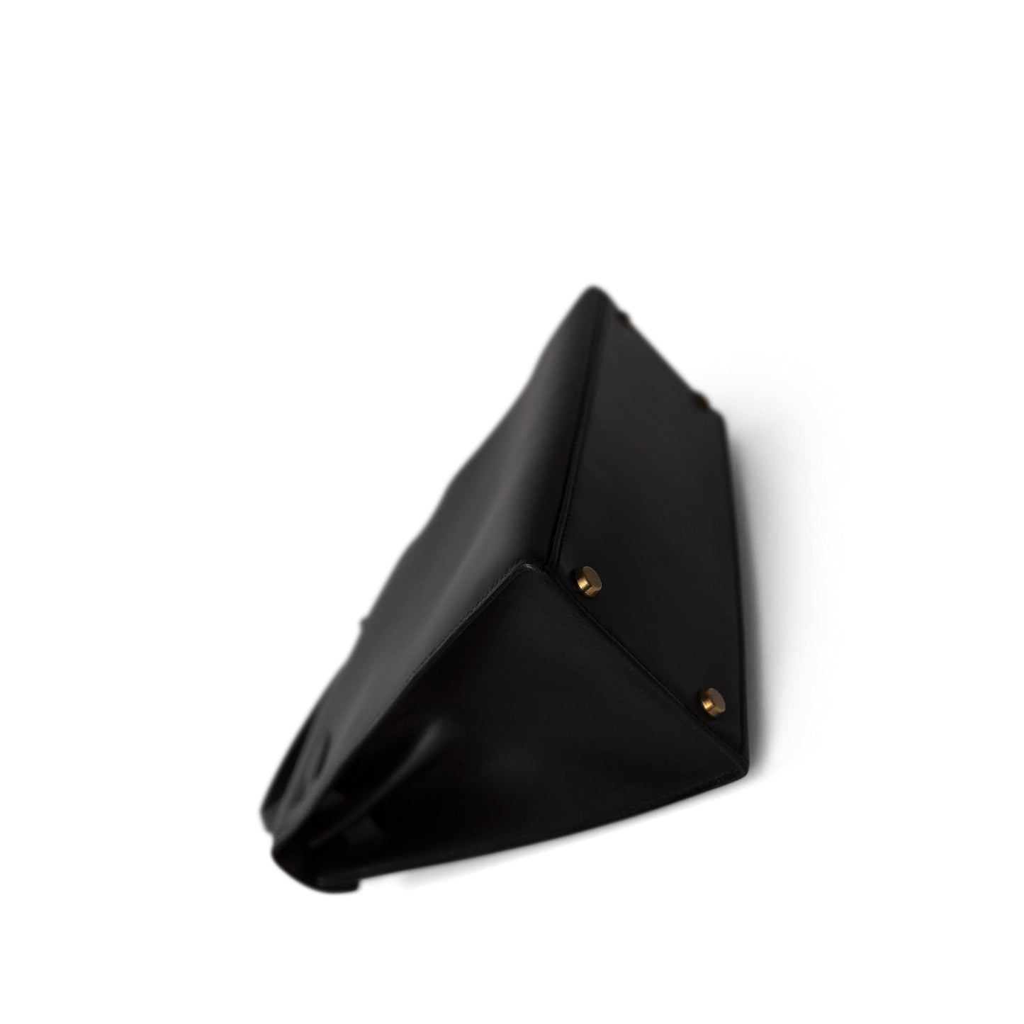 Vintage Kelly Sellier 32 Black Box Calfskin Gold Plated F Square Stamp