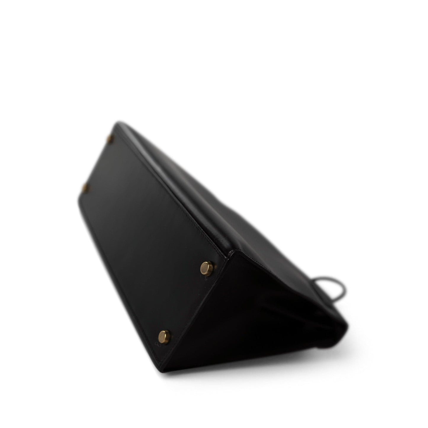 Vintage Kelly Sellier 32 Black Box Calfskin Gold Plated F Square Stamp