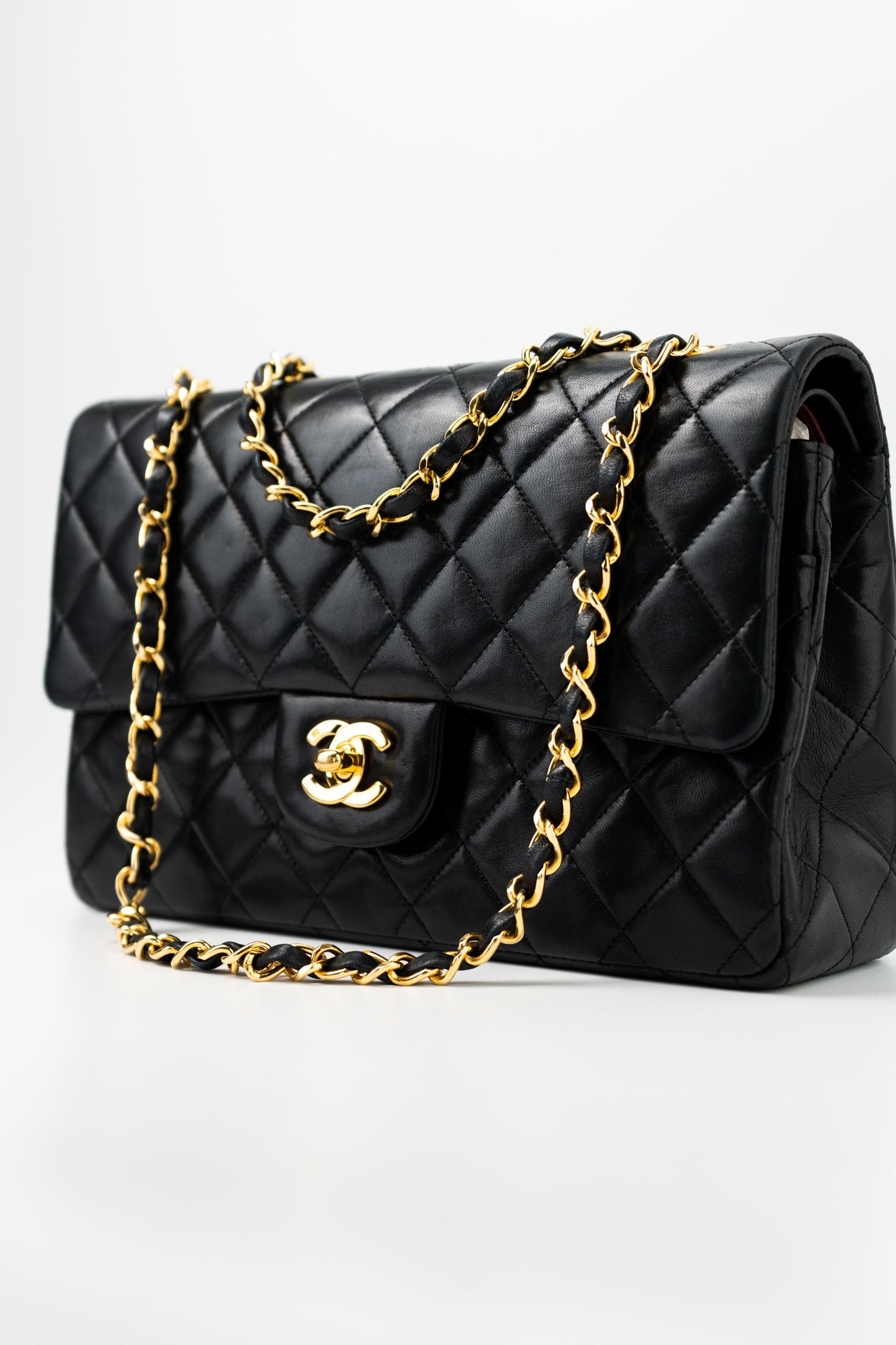 Black Vintage Lambskin Quilted Classic Flap Medium GHW