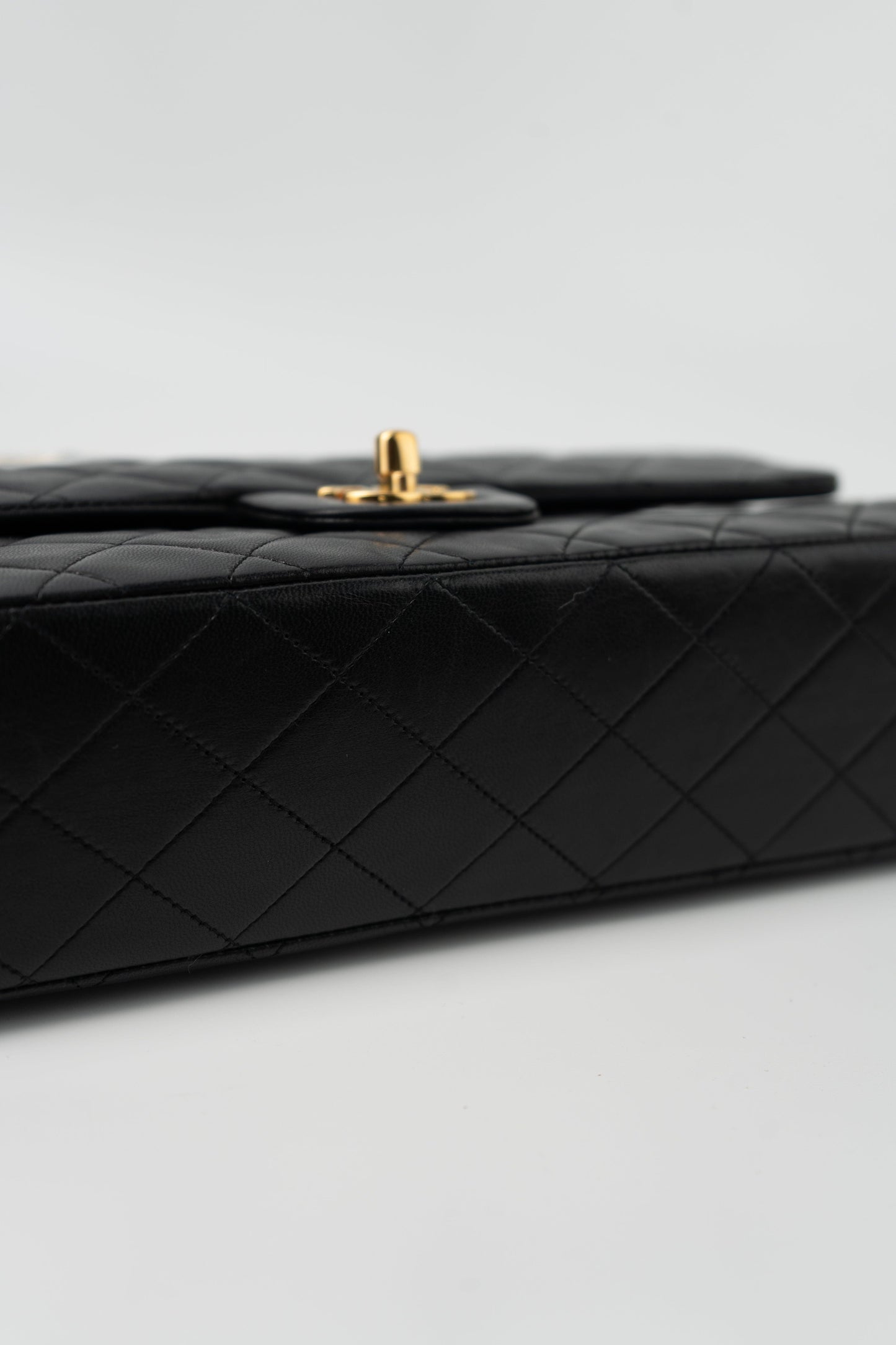 Black Vintage Lambskin Quilted Classic Flap Medium GHW