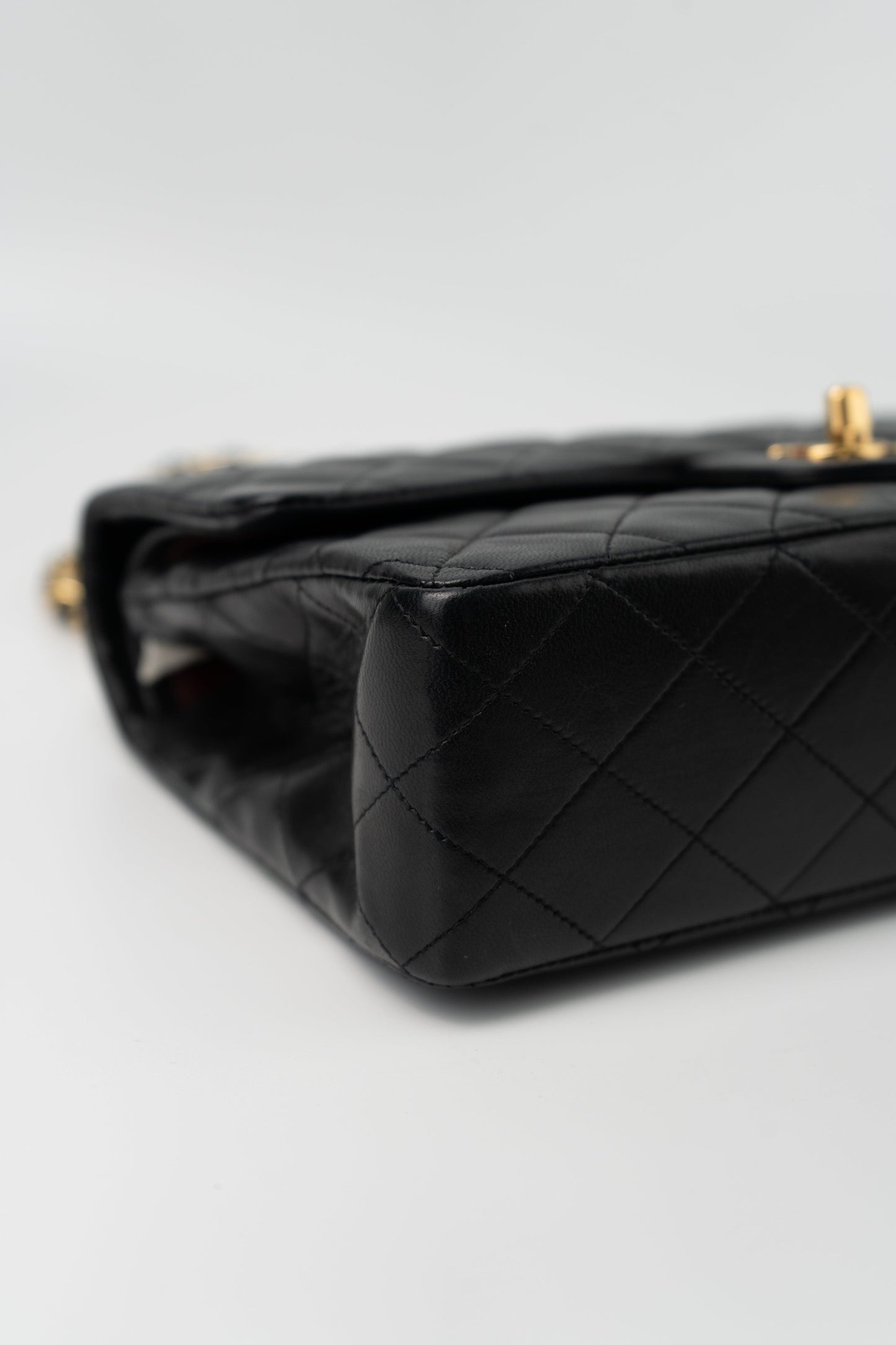 Black Vintage Lambskin Quilted Classic Flap Medium GHW
