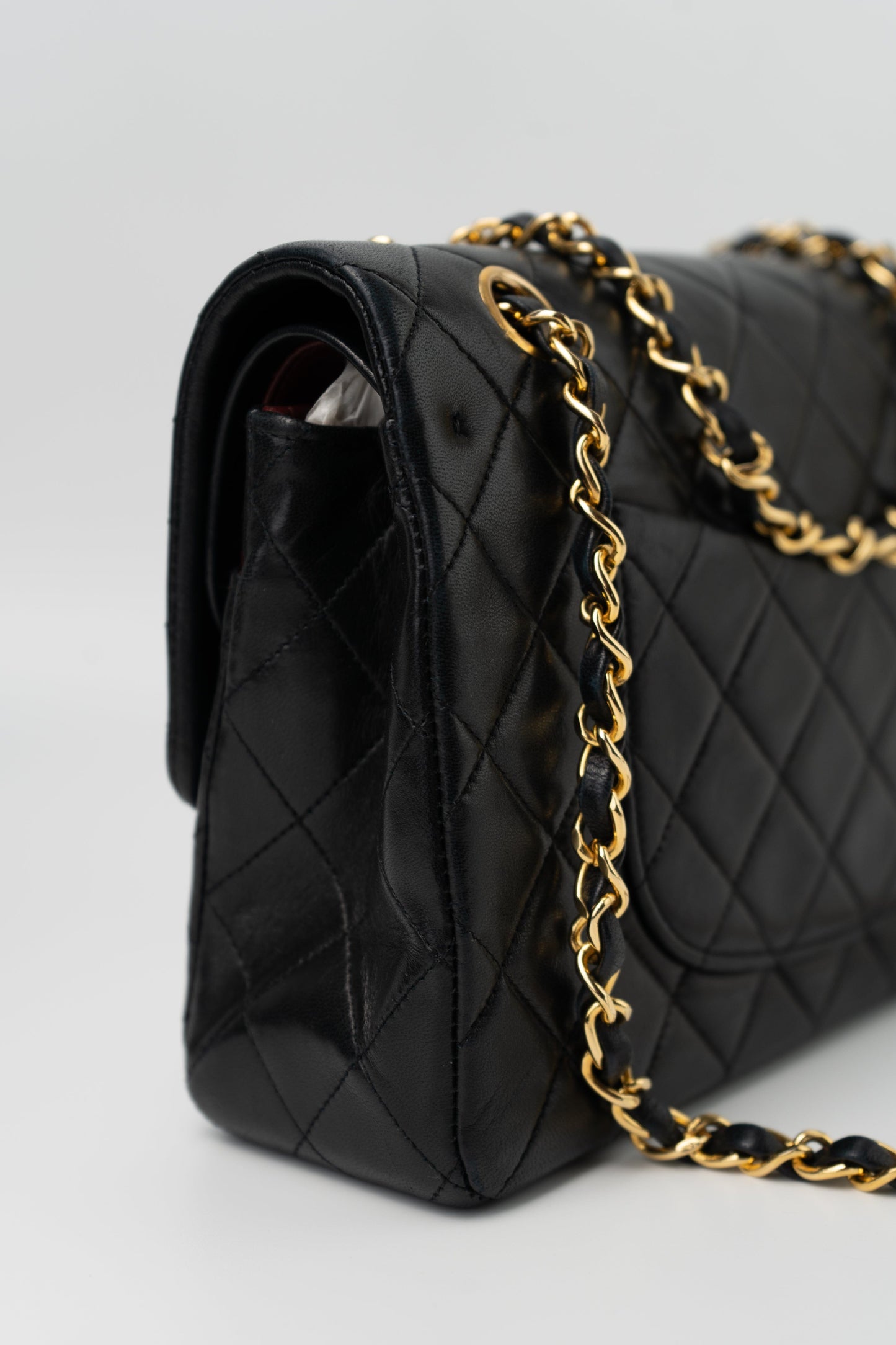 Black Vintage Lambskin Quilted Classic Flap Medium GHW