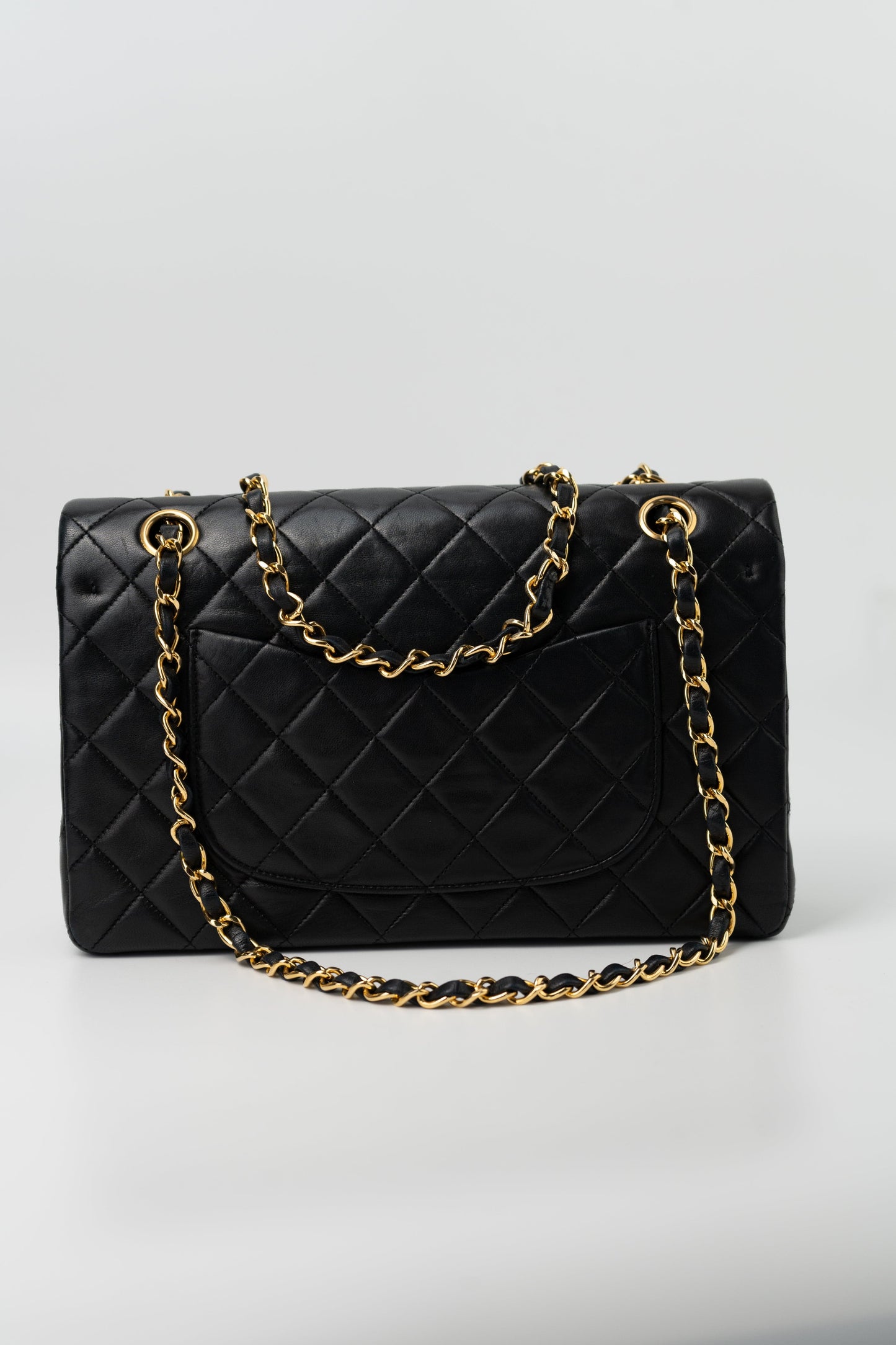 Black Vintage Lambskin Quilted Classic Flap Medium GHW
