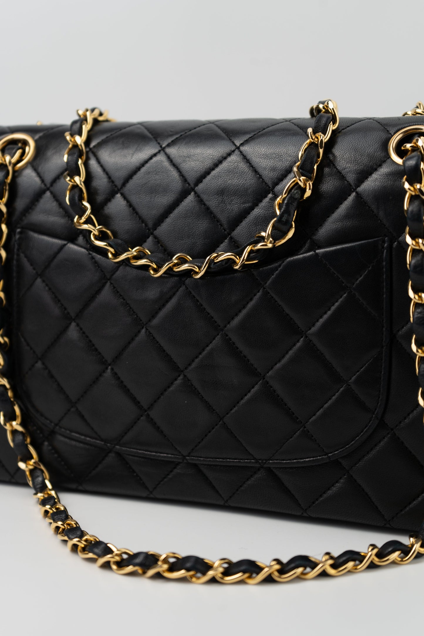 Black Vintage Lambskin Quilted Classic Flap Medium GHW