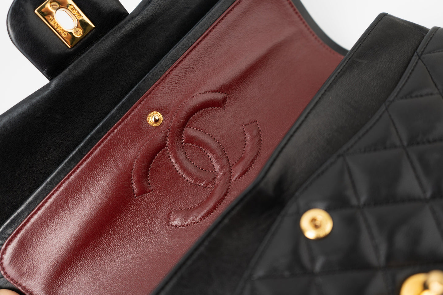 Black Vintage Lambskin Quilted Classic Flap Medium GHW