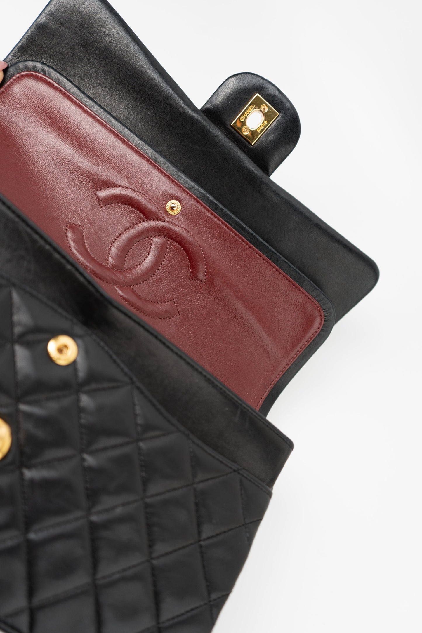 Black Vintage Lambskin Quilted Classic Flap Medium GHW