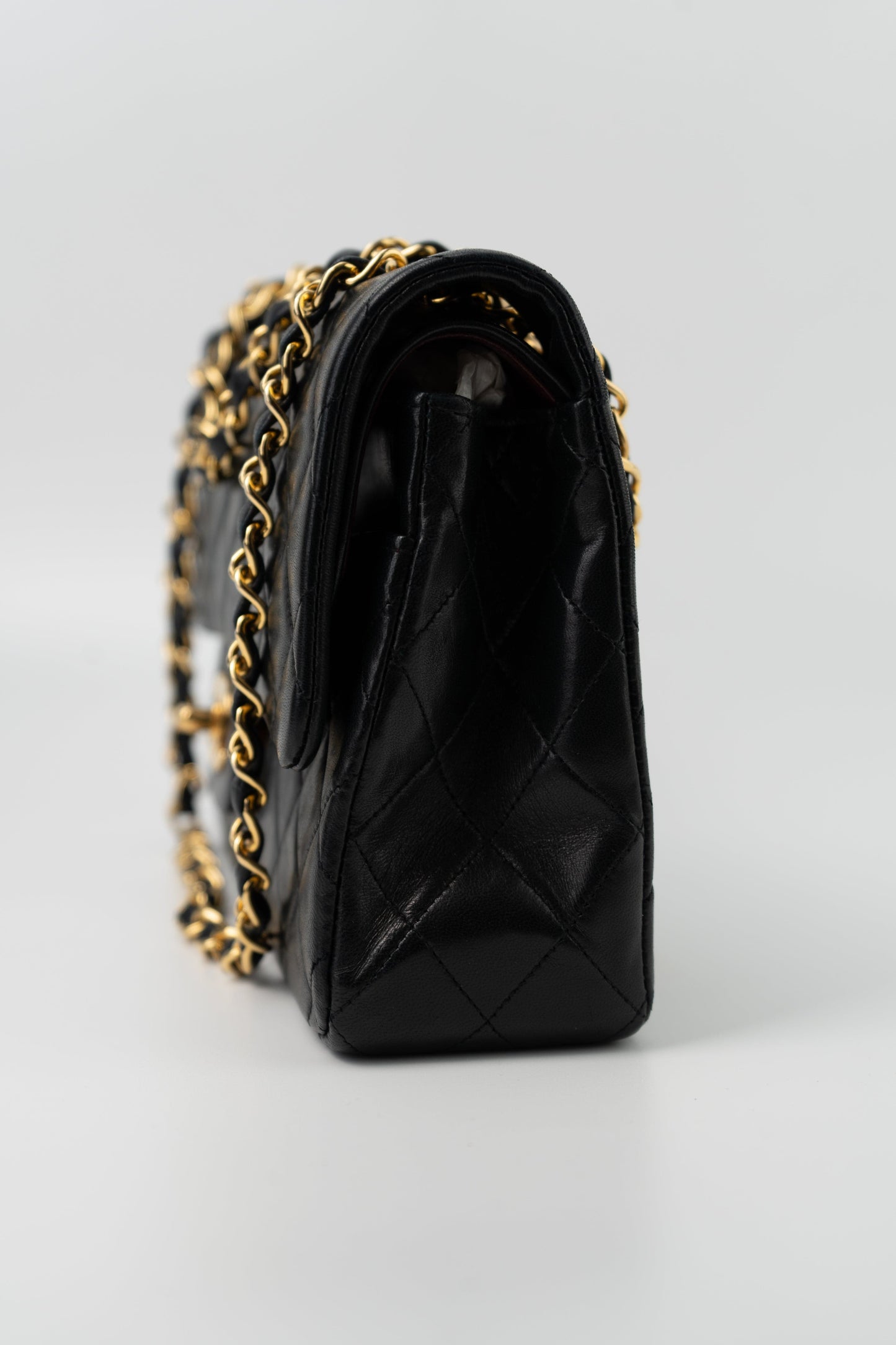 Black Vintage Lambskin Quilted Classic Flap Medium GHW