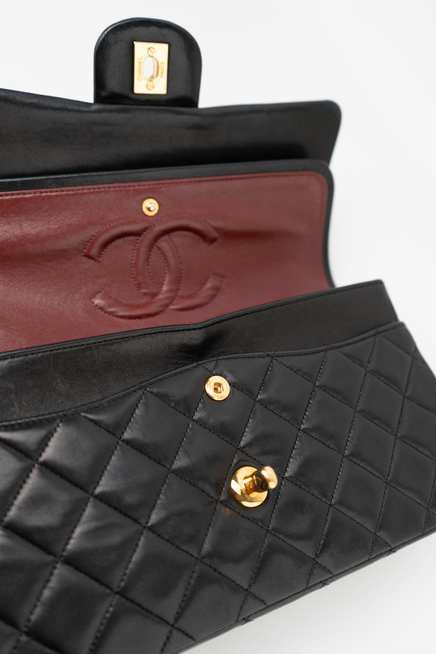 Black Vintage Lambskin Quilted Classic Flap Medium GHW