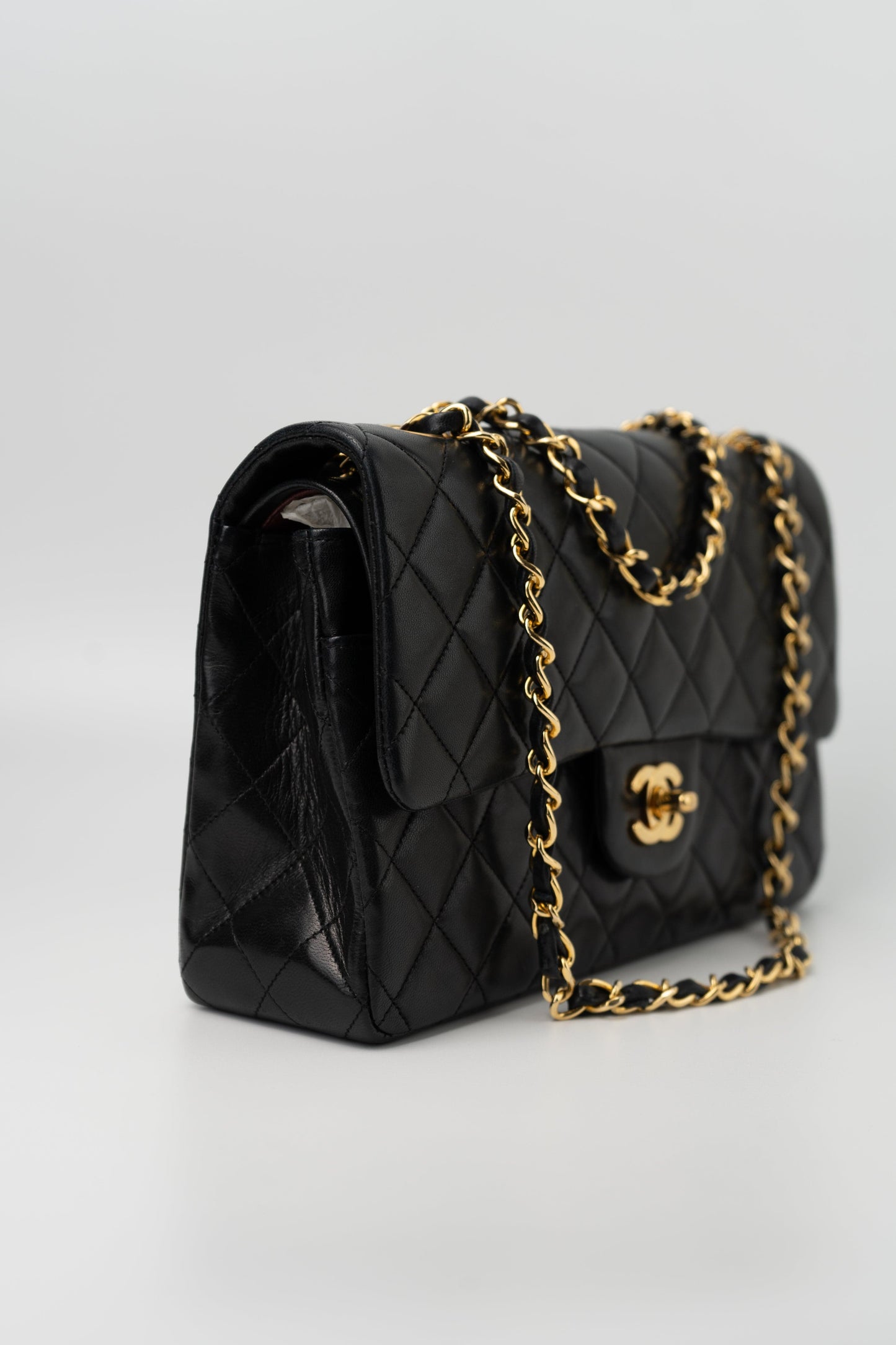 Black Vintage Lambskin Quilted Classic Flap Medium GHW