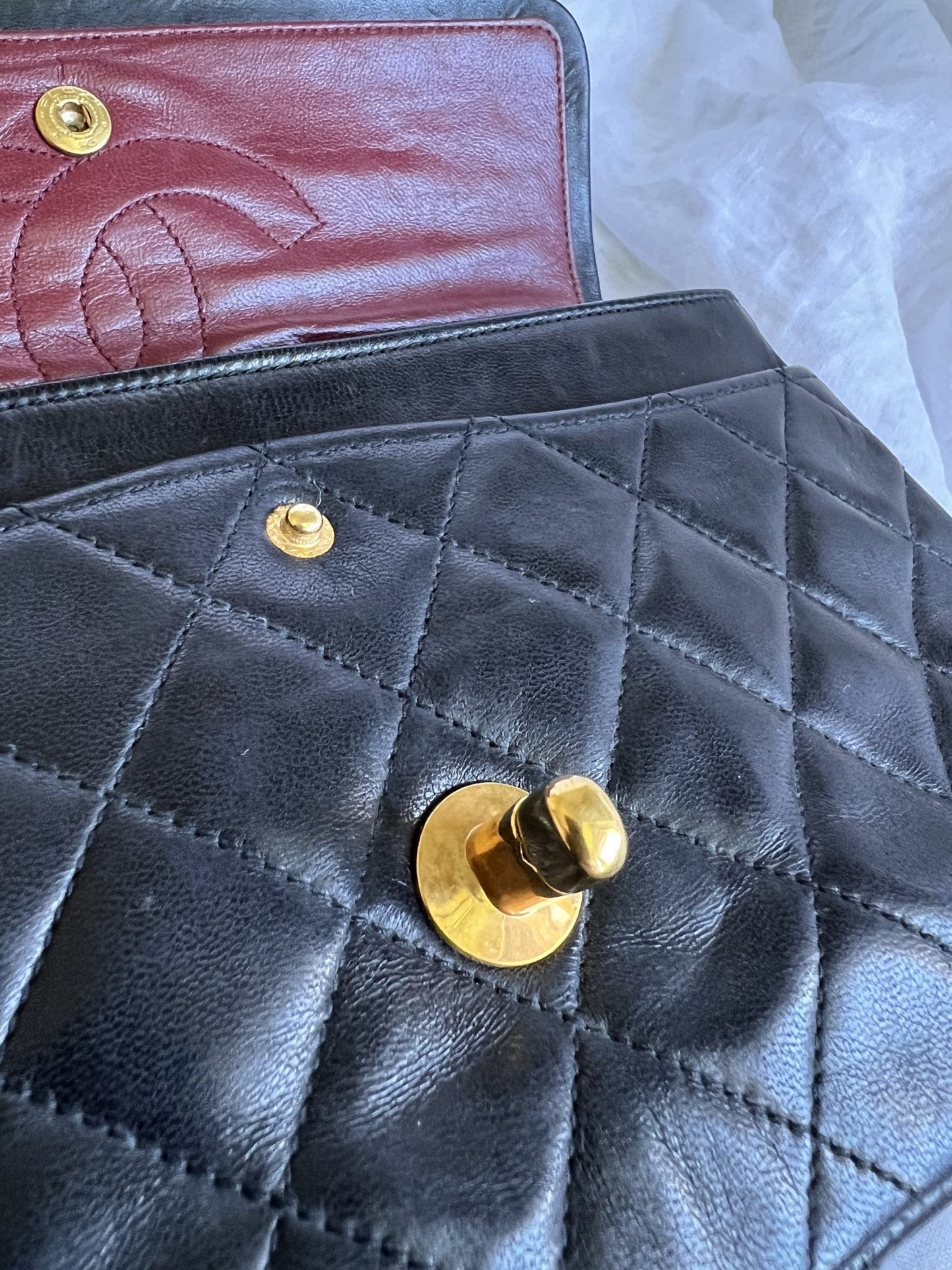 Black Vintage Lambskin Quilted Double Flap Small GHW