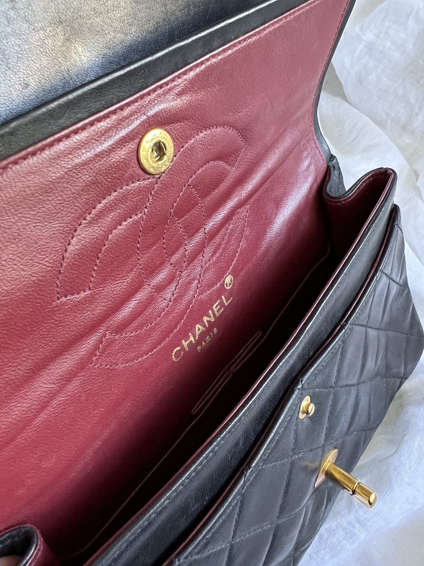 Black Vintage Lambskin Quilted Double Flap Small GHW