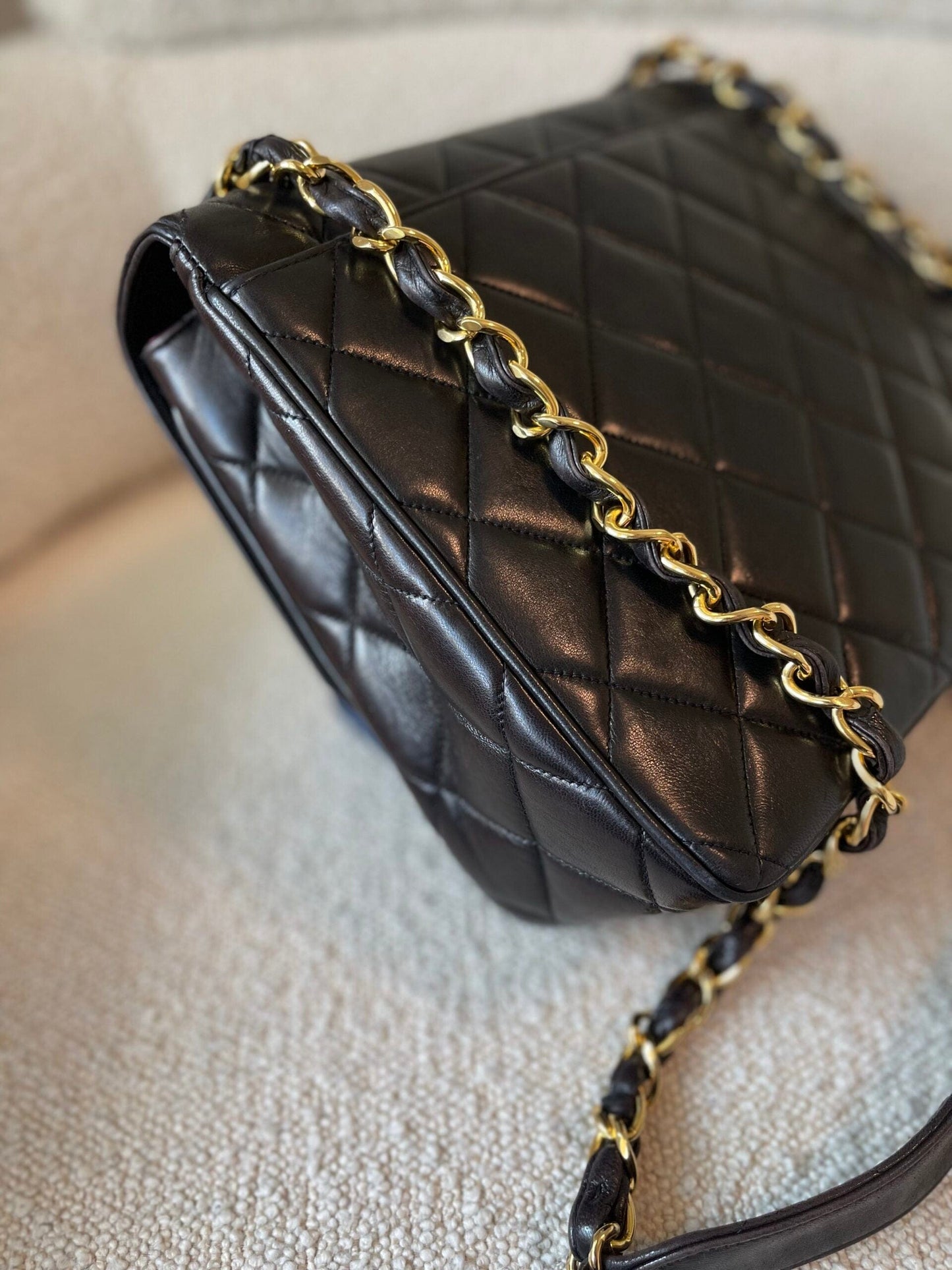 Black Vintage Lambskin Quilted Square CC Flap GHW