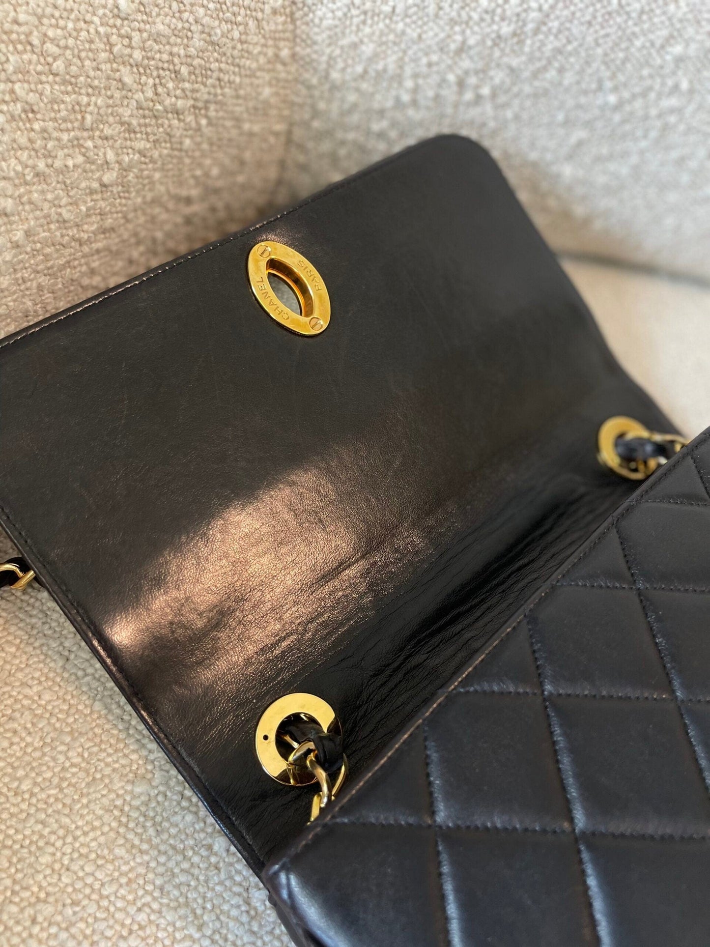 Black Vintage Lambskin Quilted Square CC Flap GHW