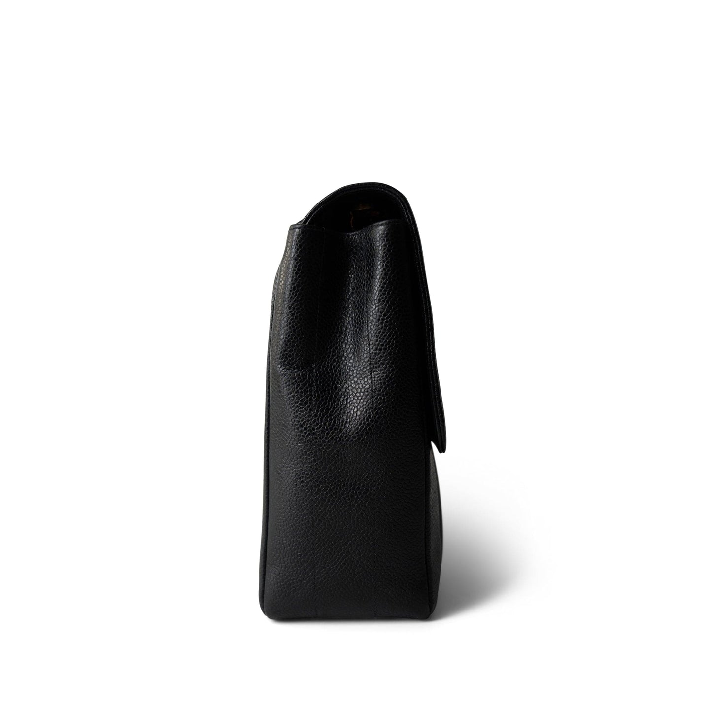 Vintage Mademoiselle Black Caviar Vertical Flap Jumbo Gold Hardware