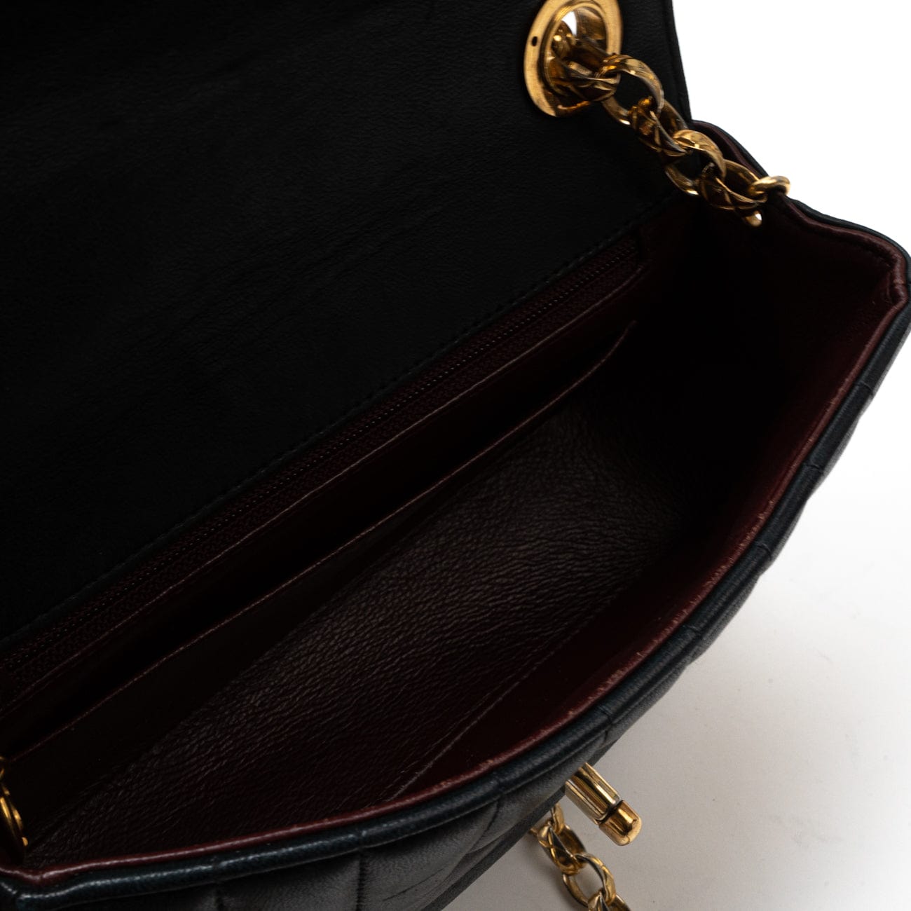 Vintage Mini Black Border Flap Lambskin Shoulder Bag Gold Hardware