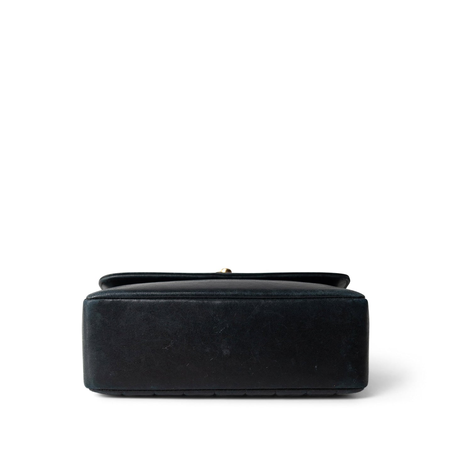 Vintage Mini Black Border Flap Lambskin Shoulder Bag Gold Hardware