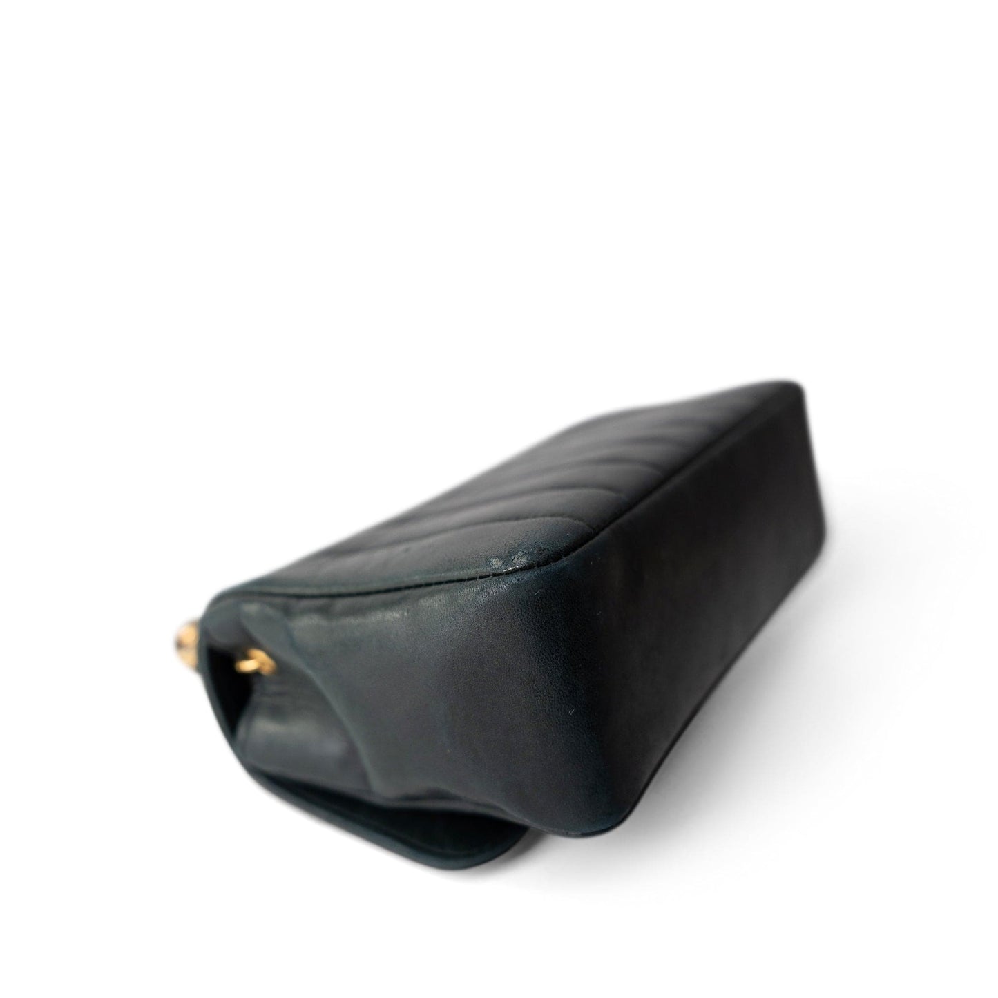 Vintage Mini Black Border Flap Lambskin Shoulder Bag Gold Hardware